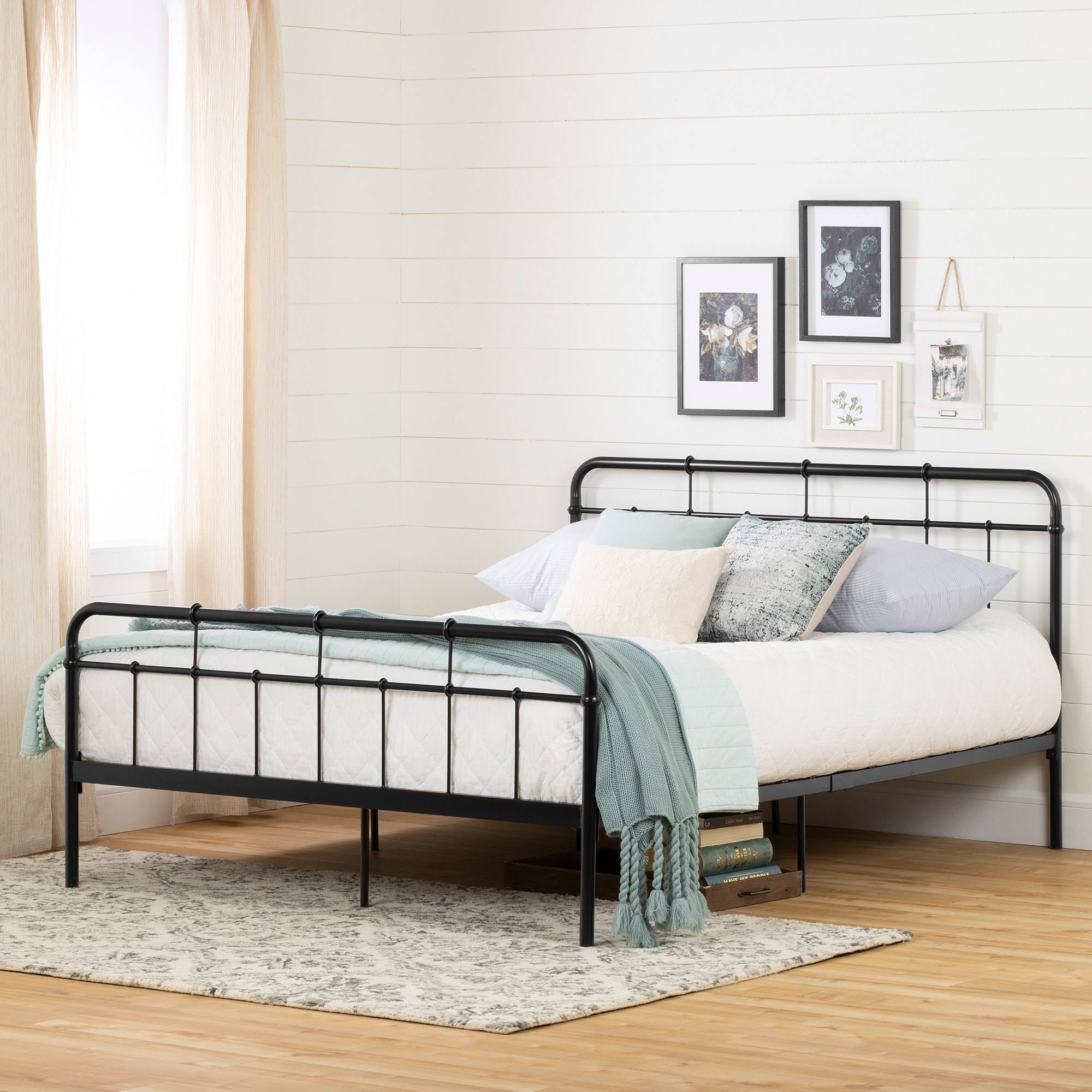South Shore Gravity Metal Platform Bed, Queen, Black