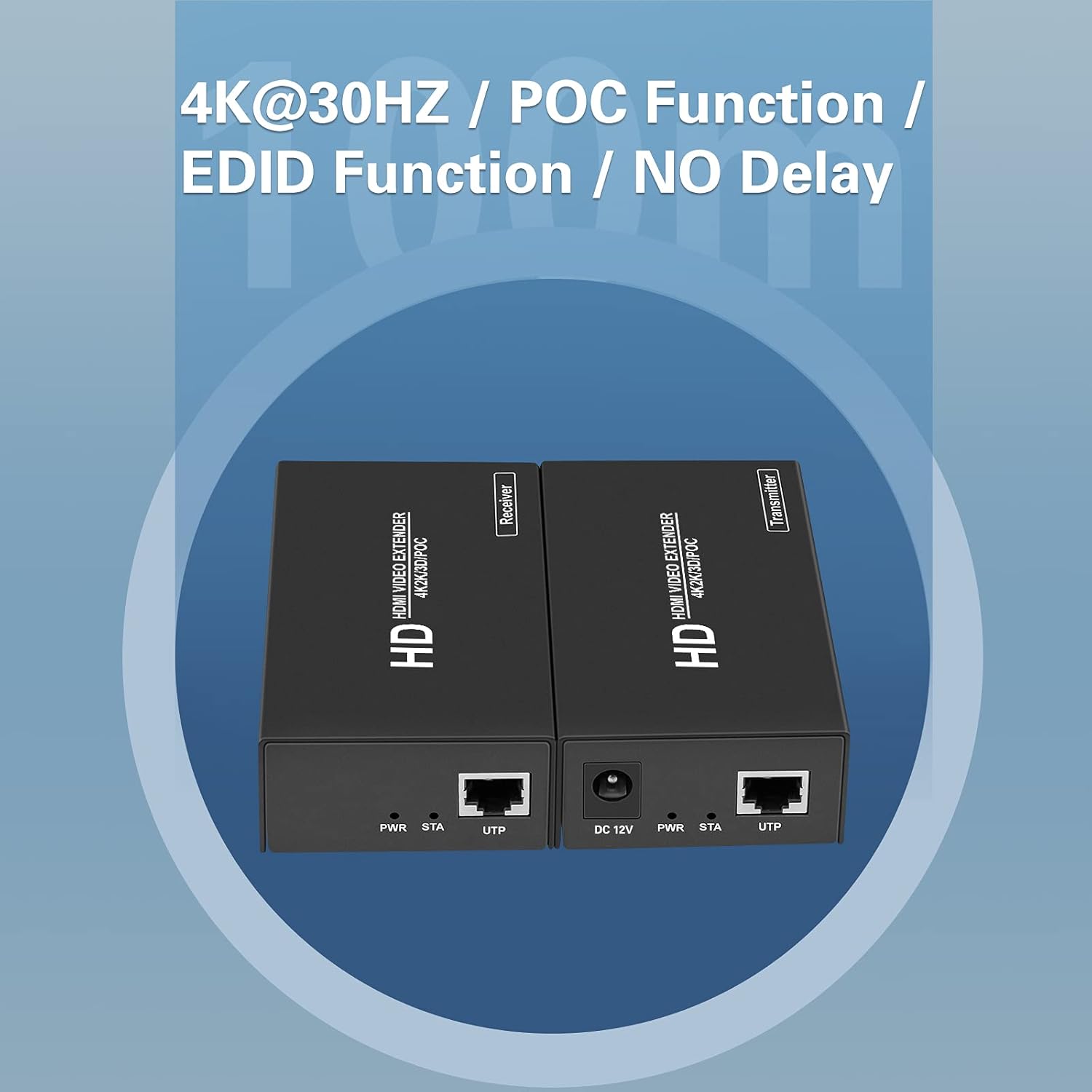 Linseek 4K HDMI Extender,HDMI Extender Over Cat5e/6,hdmi Extend 4K @ 30Hz Audio Video Up to 100m /328ft, Support EDID - POC Function（HDMI Transmitter and Receiver） Pack of 2