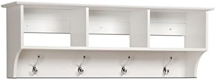 Hawthorne Collections Entryway Wall Cubby Shelf Coat Rack in White