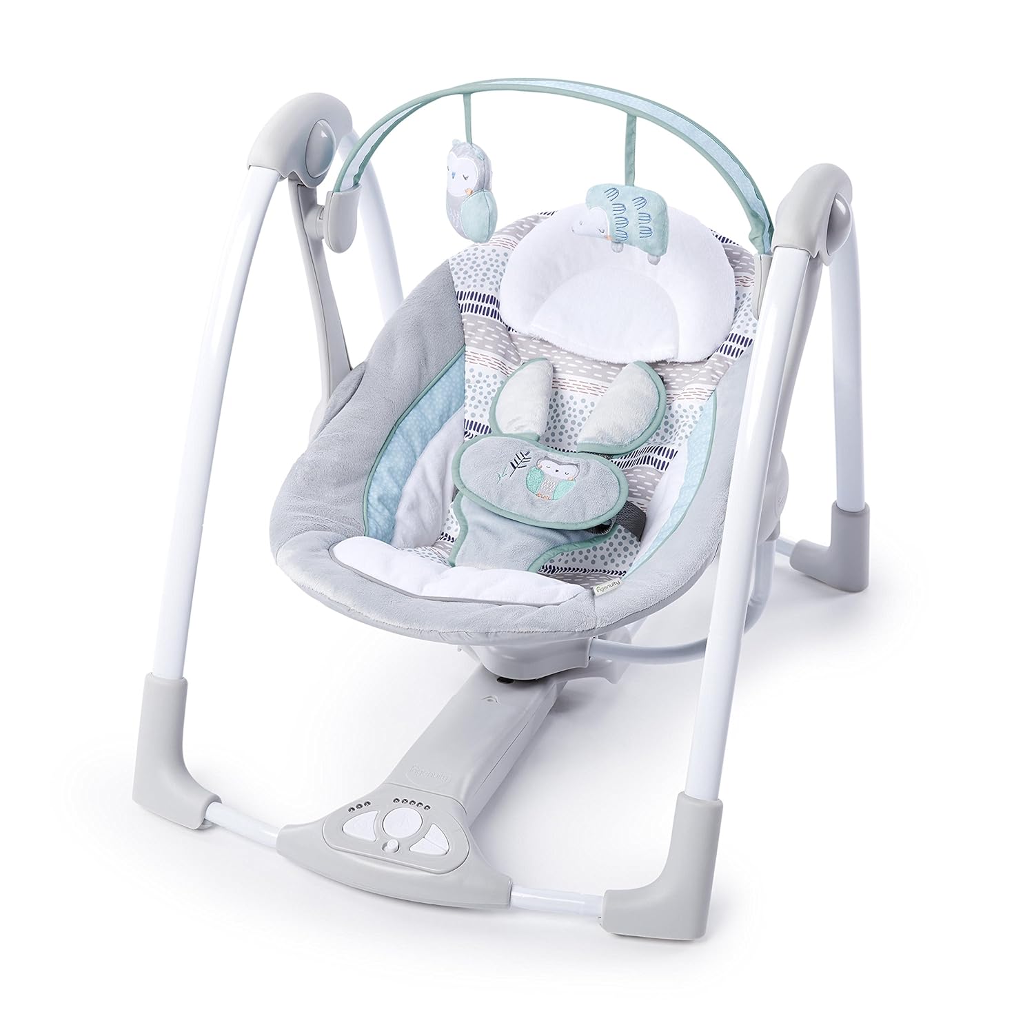 Ingenuity Swing 'n Go Portable Baby Swing - Hugs & Hoots - with Battery-Saving Technology Pack of 2