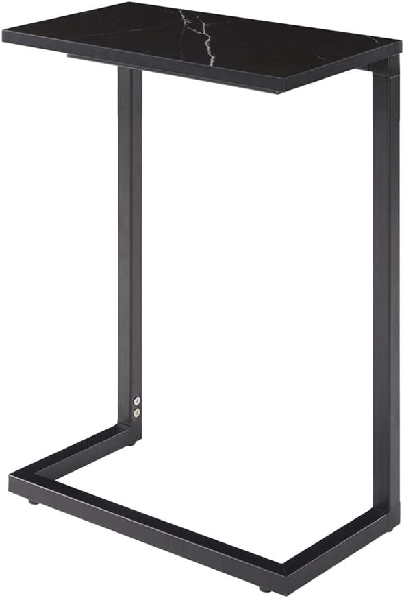 Sunon C-Shape Snack Side Table, Nesting End Table for Home and Office (Black-Marble Texture) Pack of 2