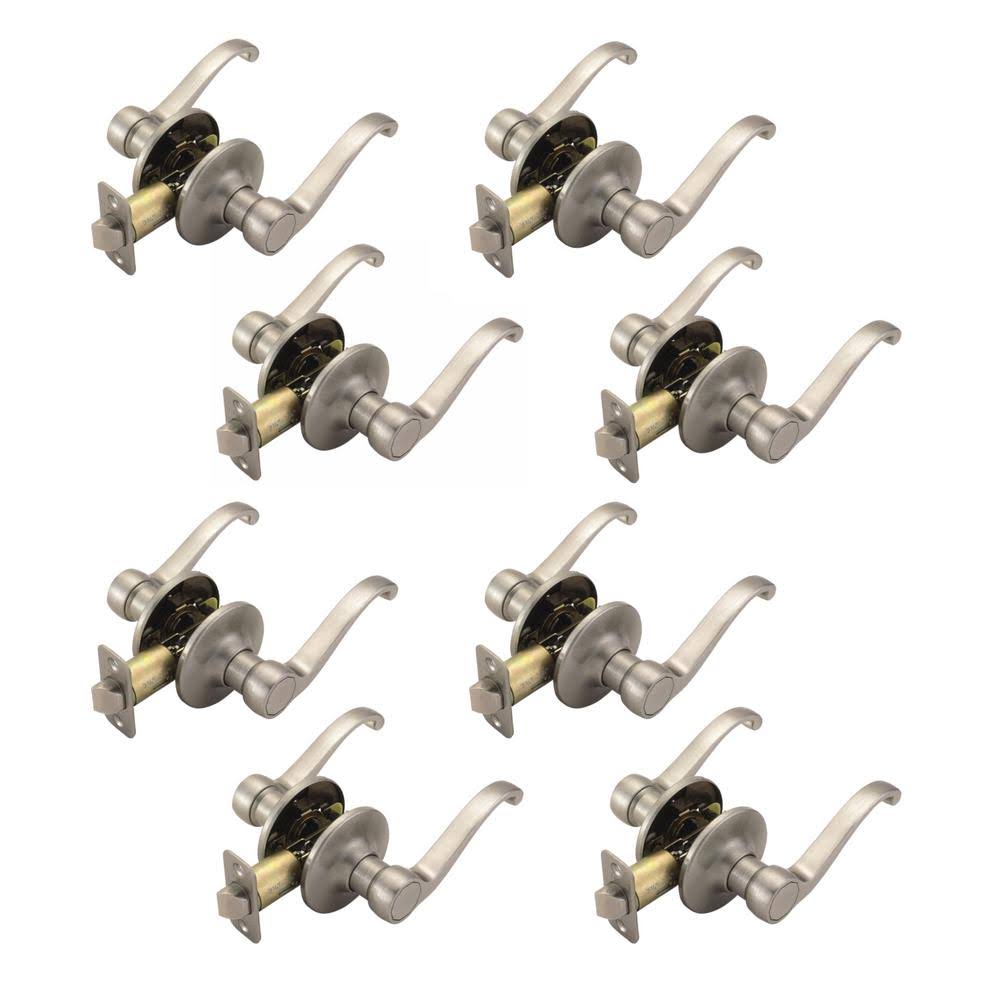 Design House Scroll Satin Nickel Passage Hall/Closet Door Lever (8-Pack) 190892