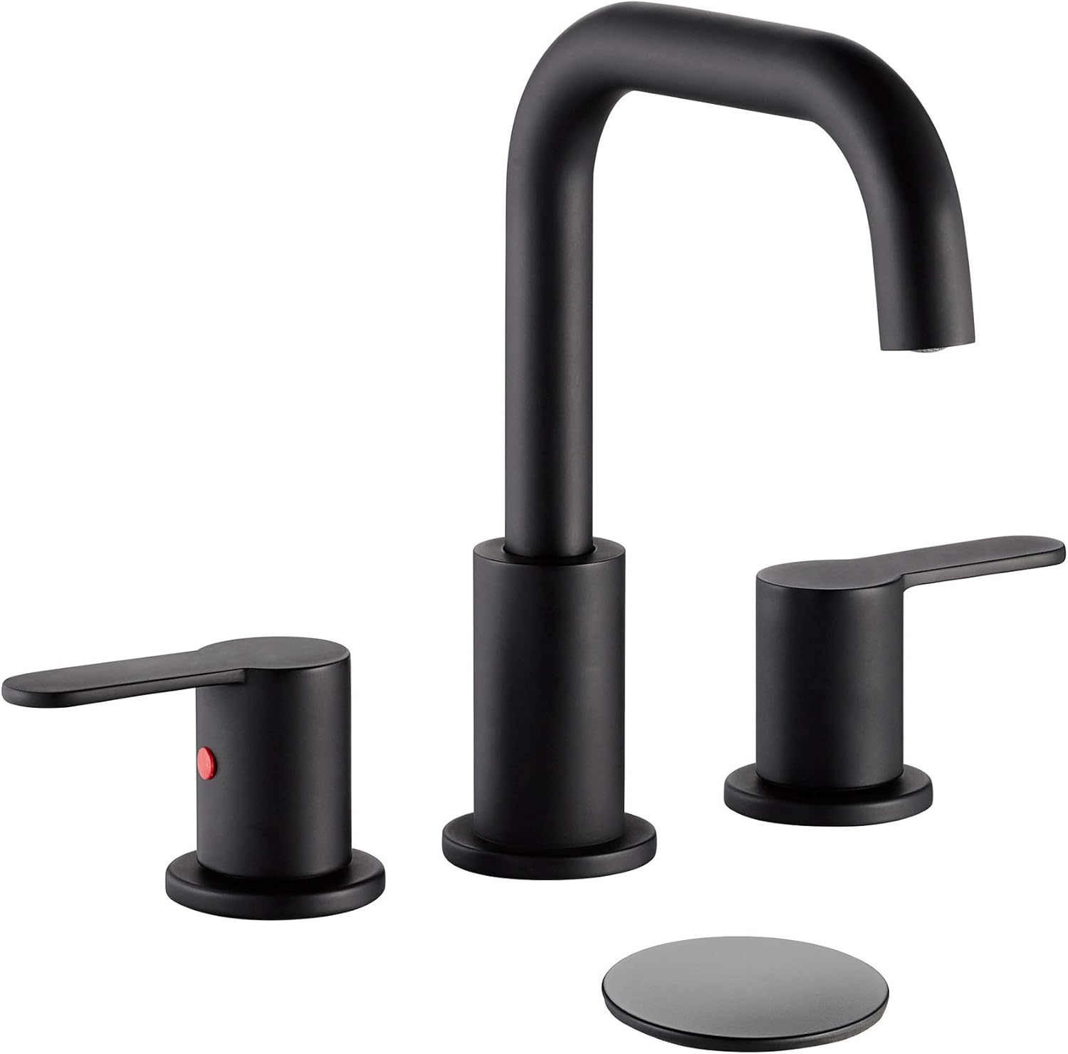 TimeArrow 2 Handle 8 inch Widespread Bathroom Sink Faucet Matte Black Vanity Faucet with Pop-Up Drain, TAF830E-MB