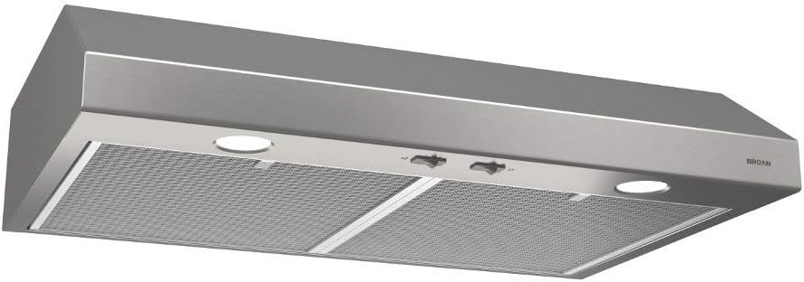 Broan-NuTone BCSD142SS Glacier Range Hood with Light, Exhaust Fan for Under Cabinet, Stainless Steel, 42-inch