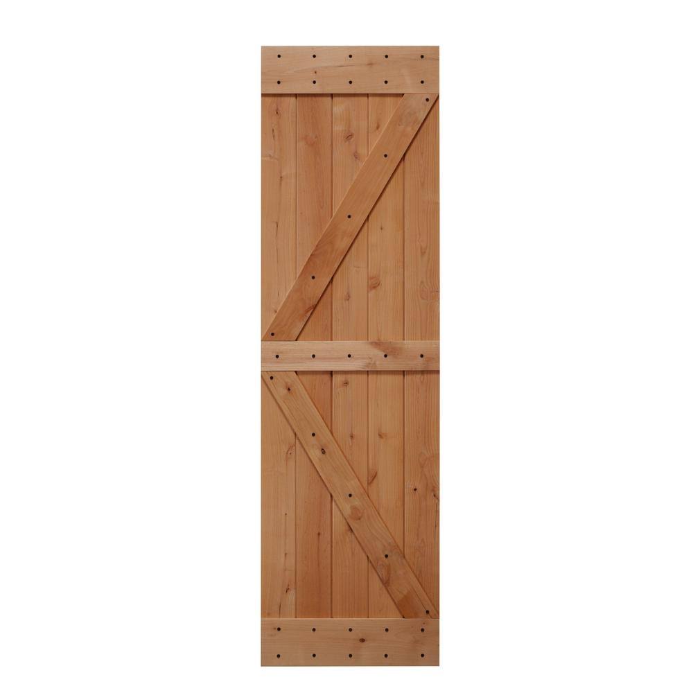 Lubann 24 in. x 84 in. Ready-to-Assemble British Brace Hardwood Interior Sliding Barn D