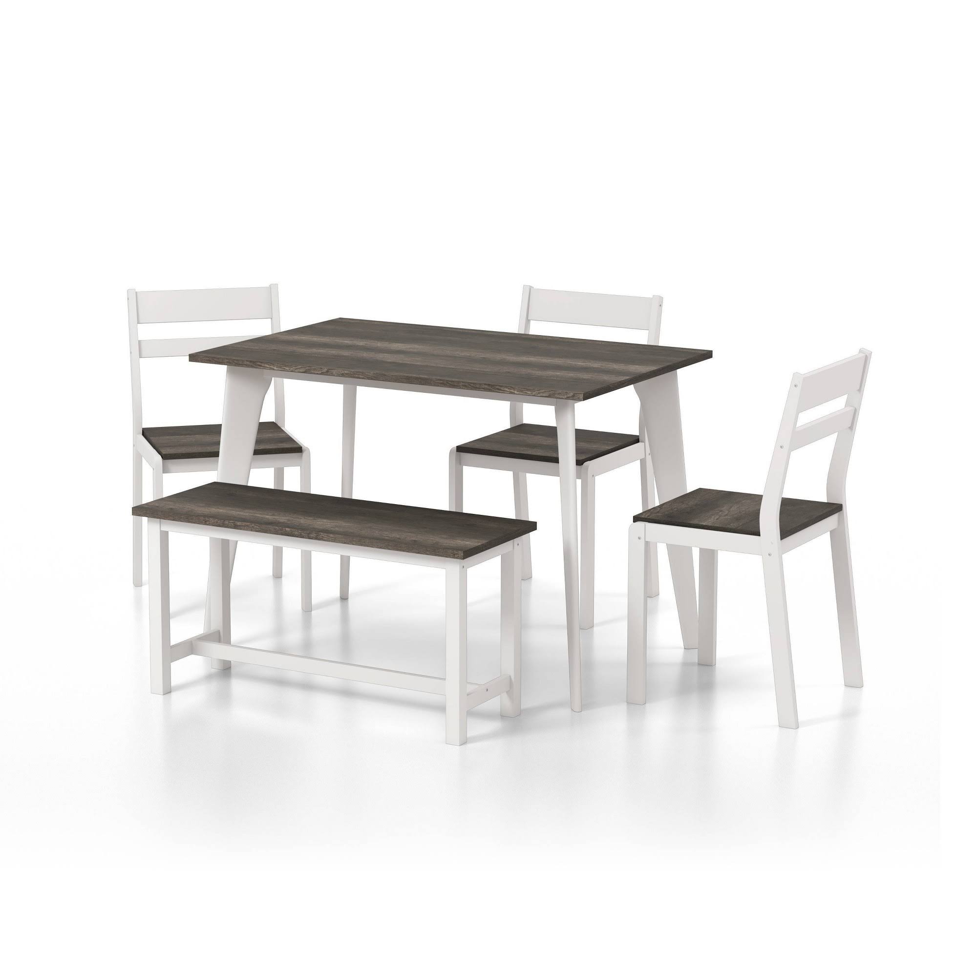5pc Miley Ladder Back Dining Table Set with Bench Gray - HOMES: Inside + Out