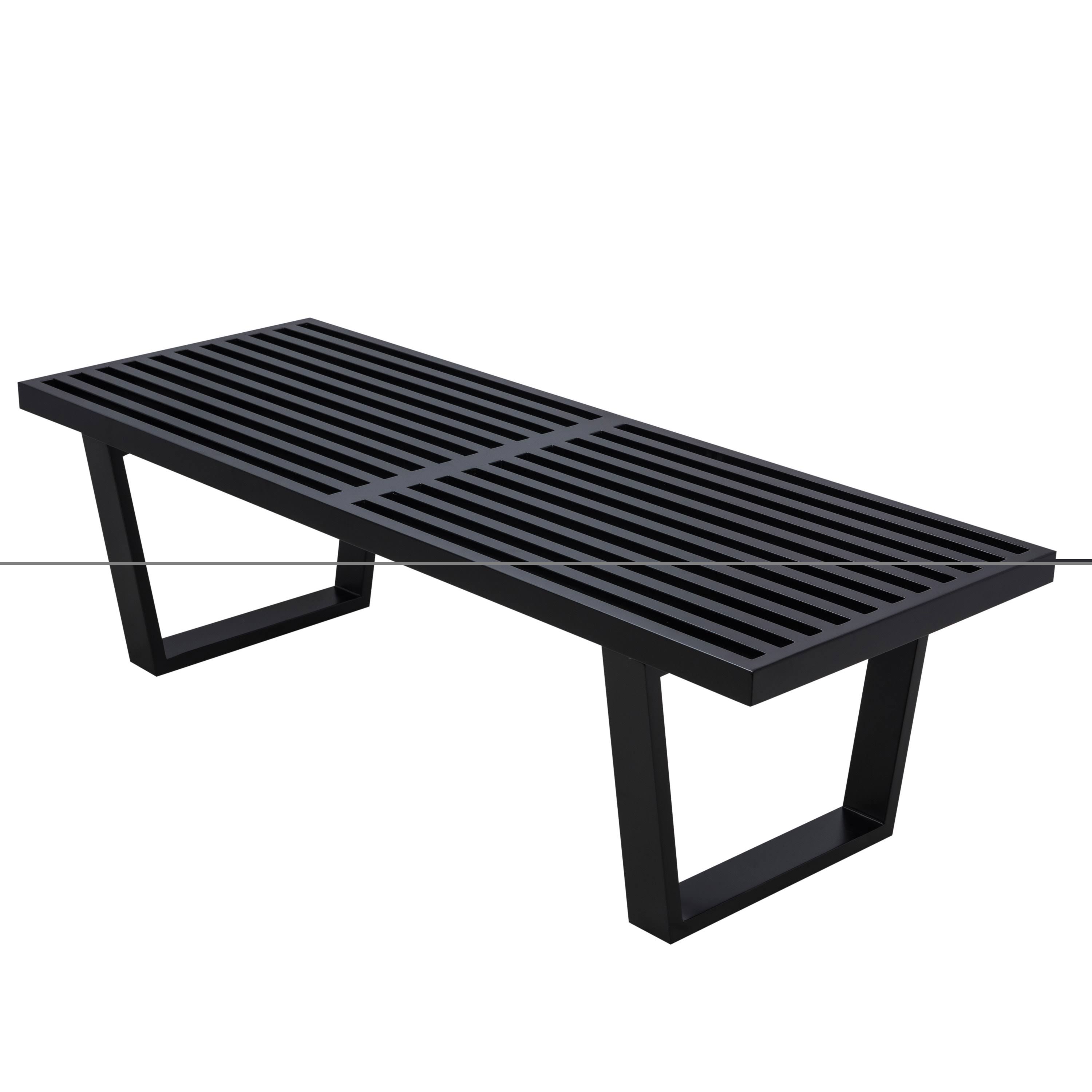 LeisureMod Inwood 5-Foot Platform Slat Black Wood Bench