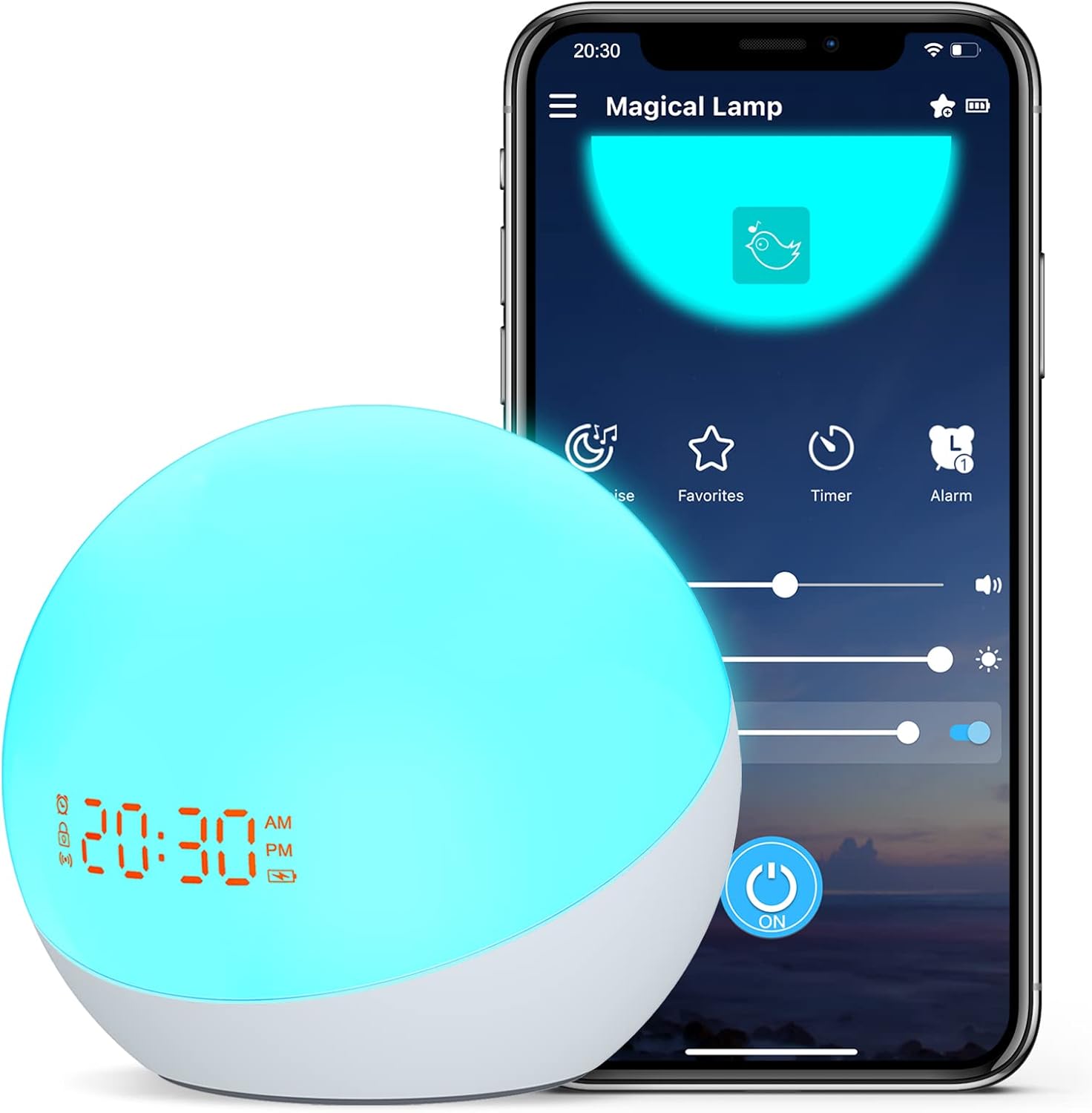 Sunrise Alarm Clock, Smart Kids Alarm Clock Sound Machine, White Noise Machine with Night Light and Sleep Timer for Bedroom, Wake Up Light Alarm Clock for Heavy Sleepers Adults Toddlers Teens