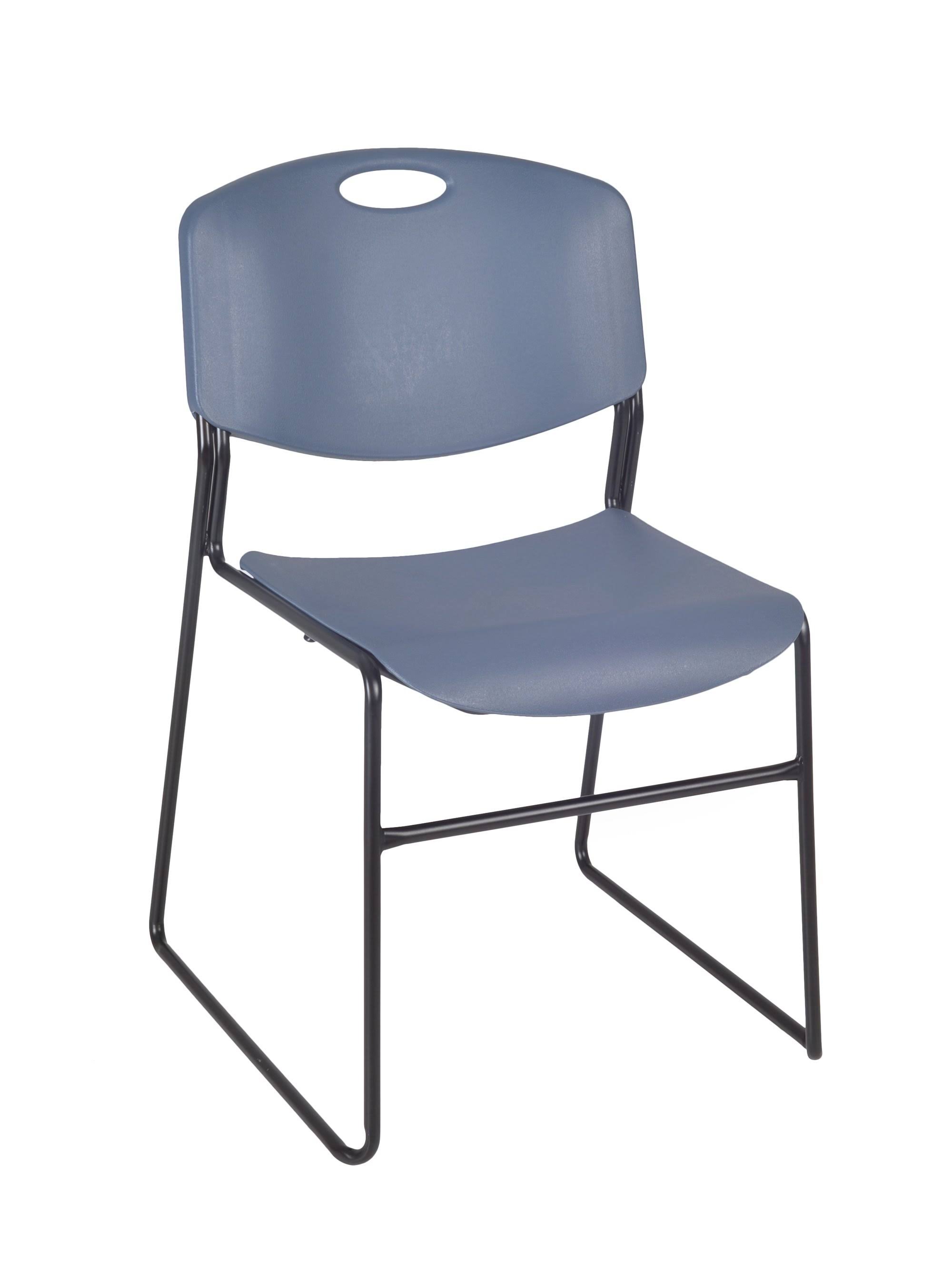 Regency Kee 42x22 Round Breakroom Table- Mahogany/ Chrome u0026 4 Zeng Stack Chairs- Blue
