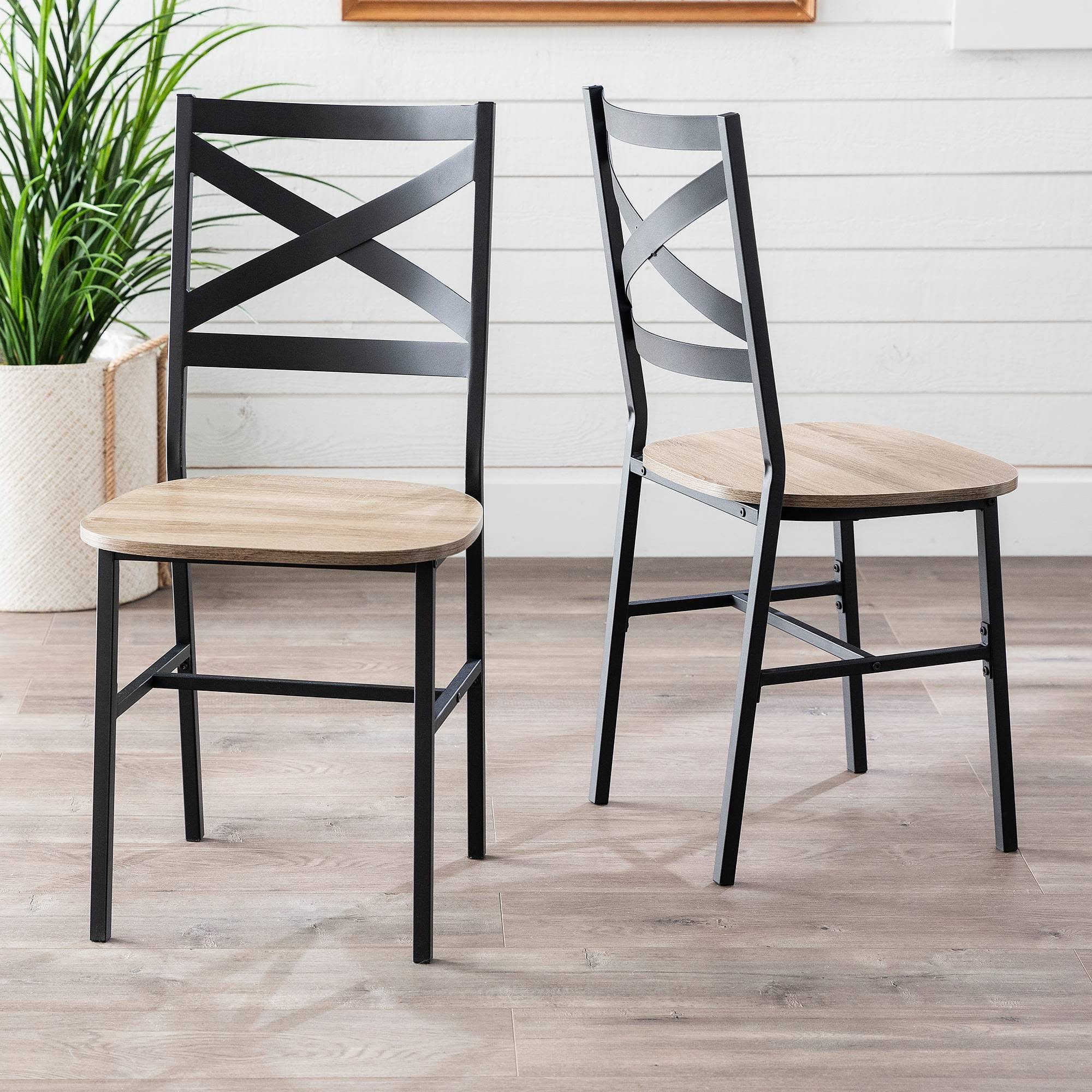 Metal x Back Dining Chair Set of 2 Driftwood Saracina Home