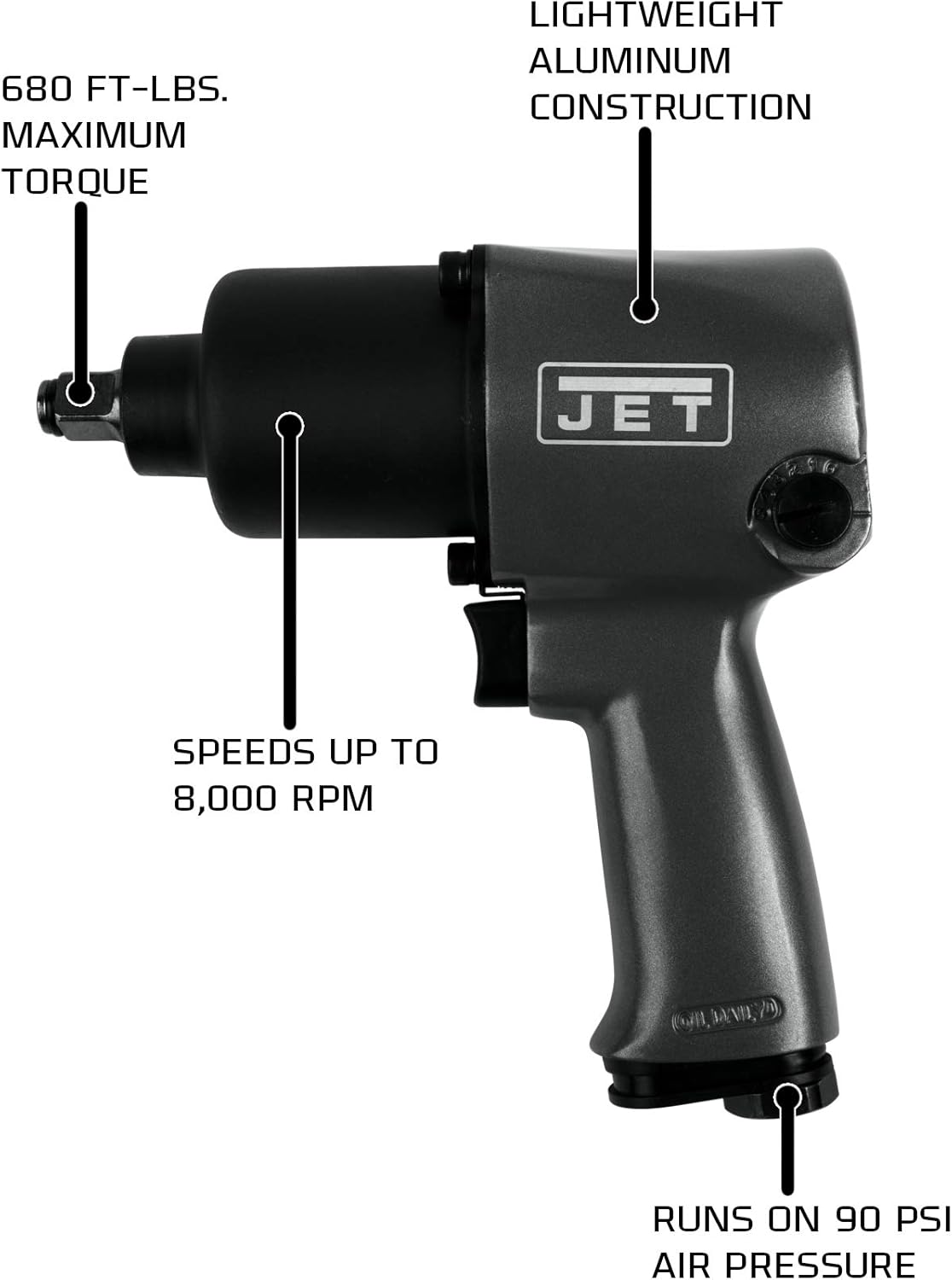 JET JAT-103, 1/2-Inch Aluminum Impact Wrench (505103)