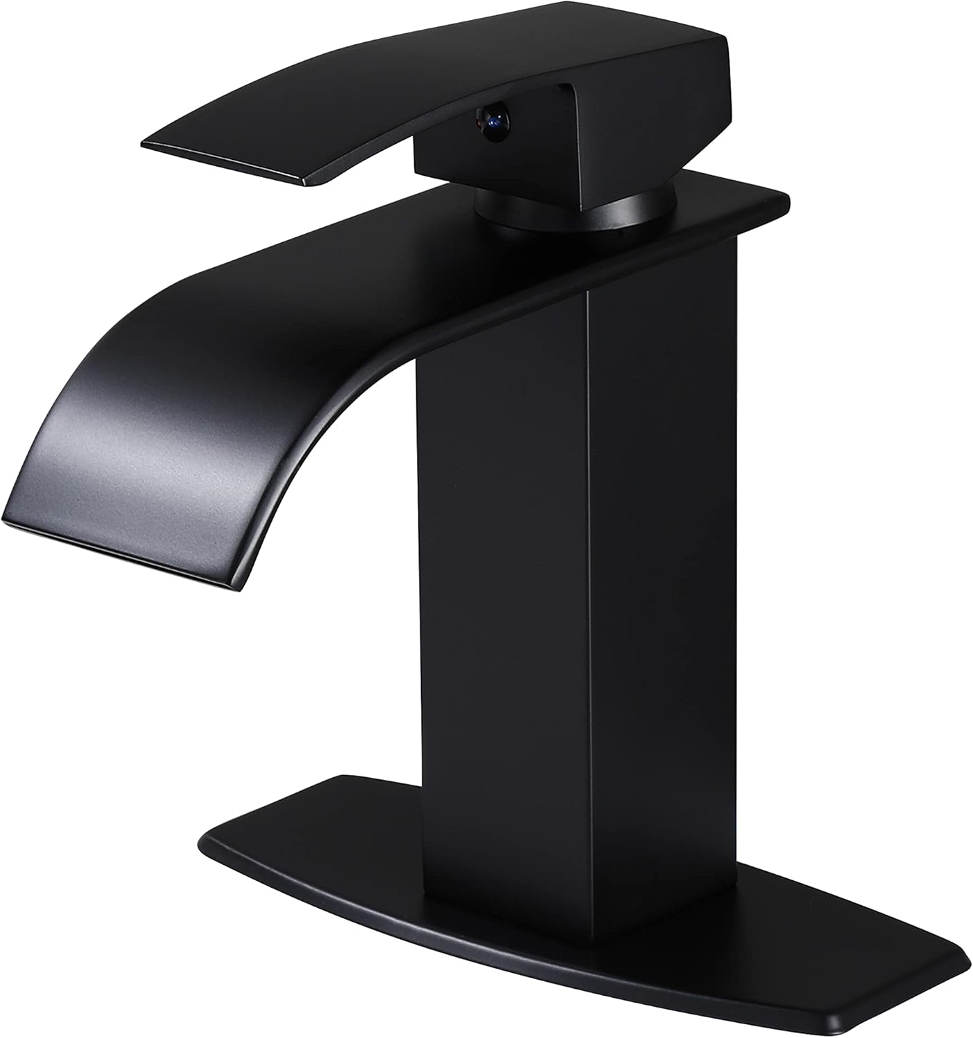 Geoballa Bathroom Faucet Single Handle Stainless Steel Waterfall Faucet for RV Bathroom with Deck Plate（Black）