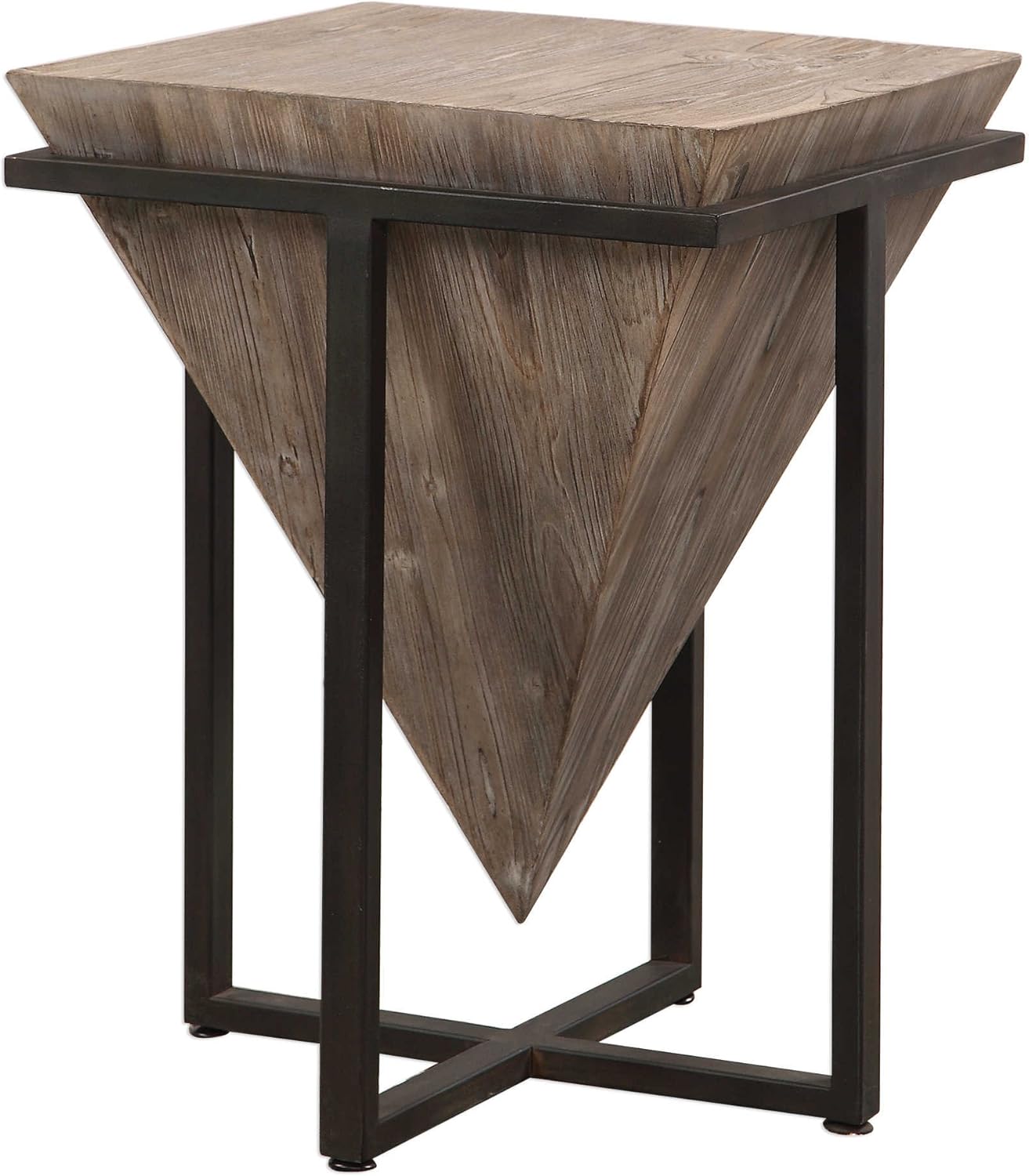 Uttermost 24864 Bertrand Accent End Table in Gray Wash and Aged Black, 18.25