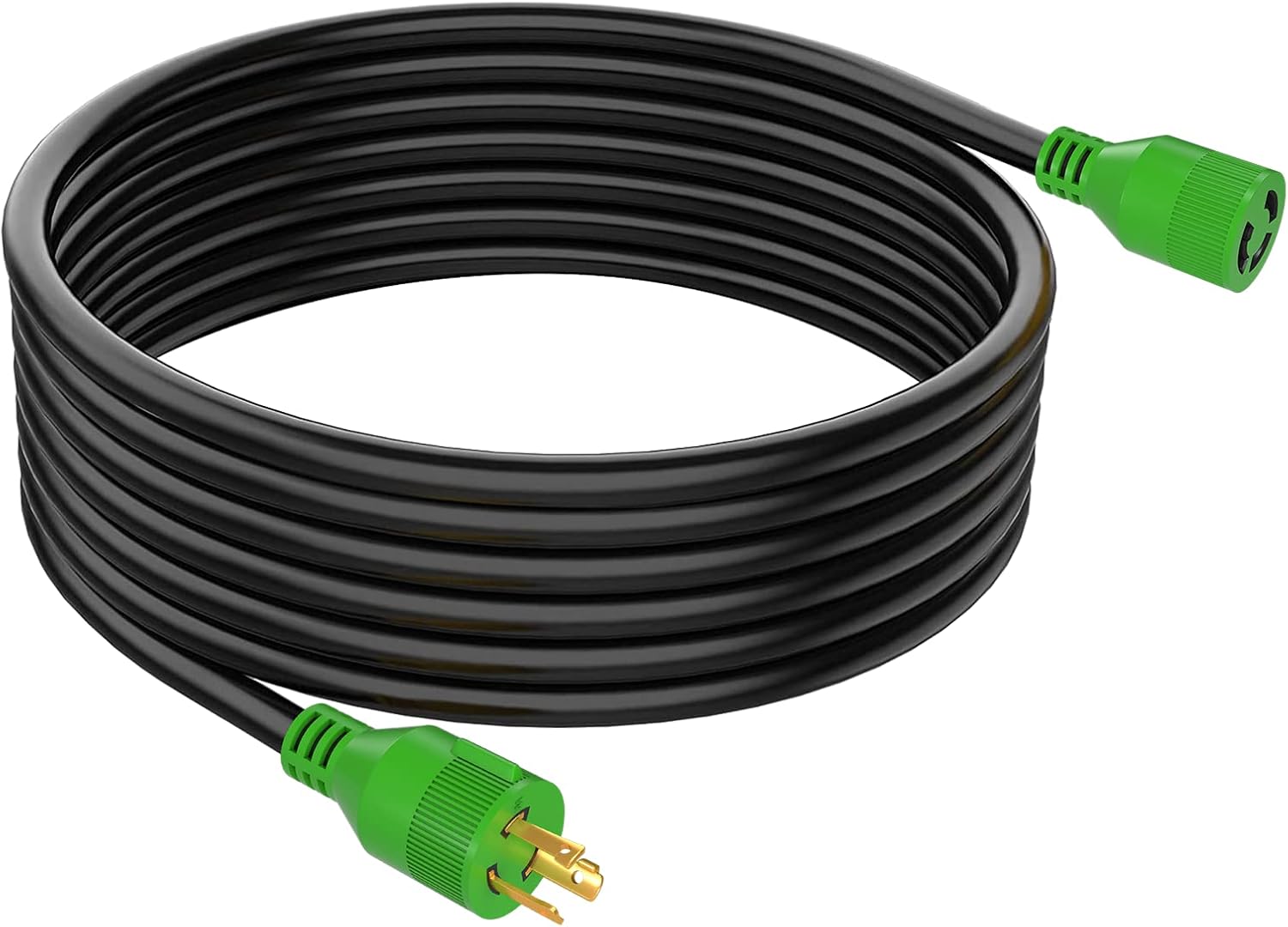 RVGUARD 3 Prong 30 Amp 25 Feet Generator Extension Cord, NEMA L5-30P/L5-30R 125V 10 Gauge SJTW Generator Power Cord with Cord Organizer, ETL Listed Pack of 2