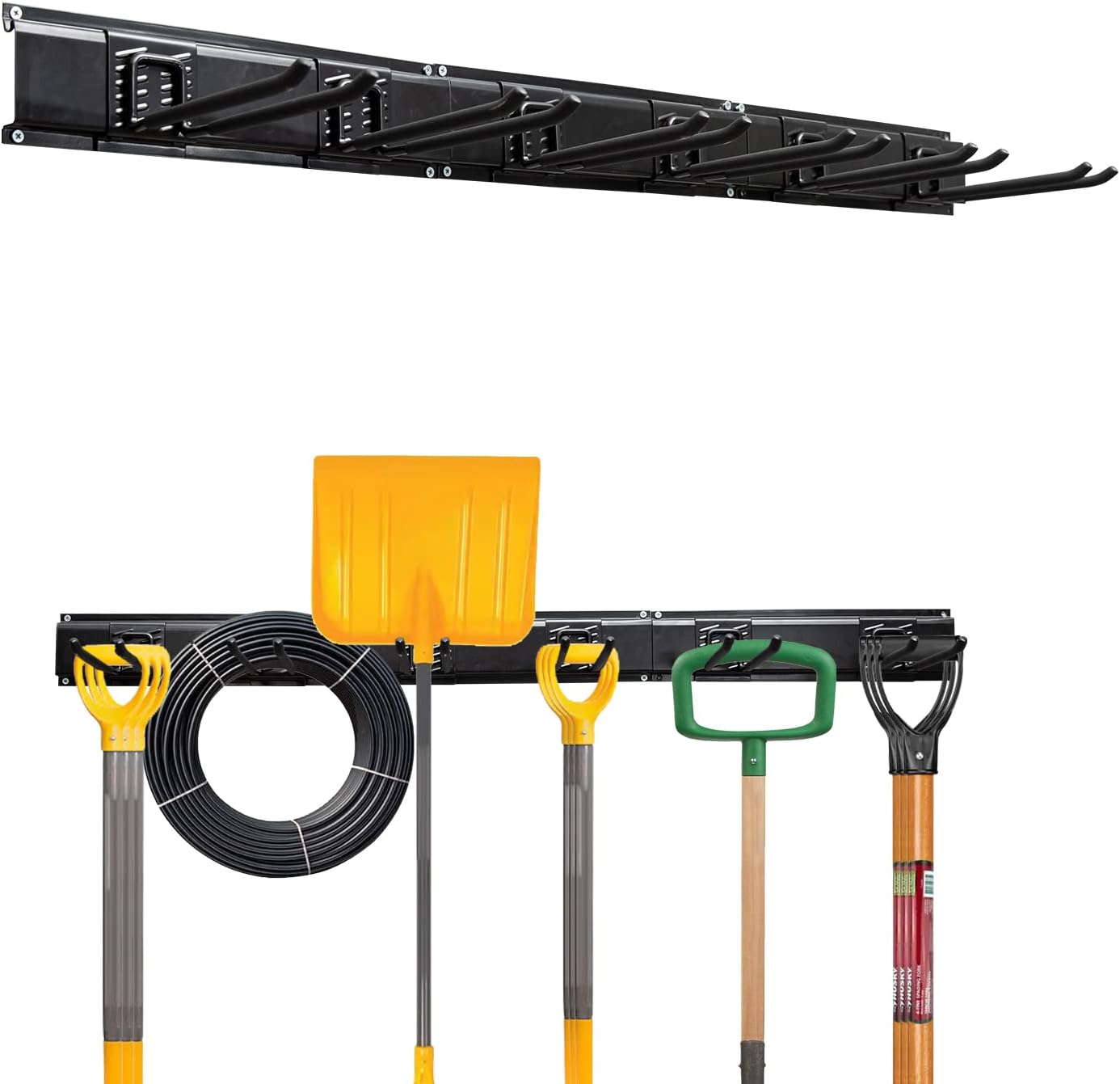 Tool Organizer Garage Storage Rack Heavy Duty Tools Garage Organization Wall Mount Rack Hanger Tool Hanging Board with 6 Hooks 48inch Tracks Max Load 330LBS for Garage,Warehouse Pack of 2