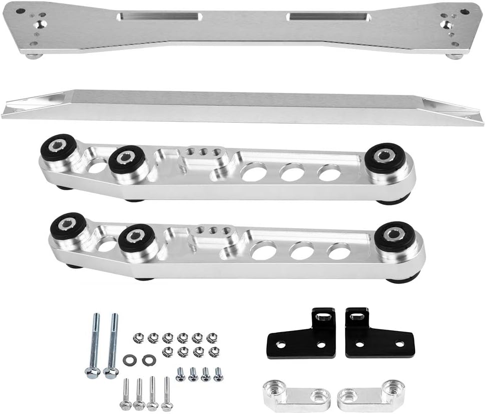Qiilu 2Pcs Rear Lower Control Arm Kit Subframe Brace Tie Bar Fits for Honda Civic EG 1992 1993 1994 1995