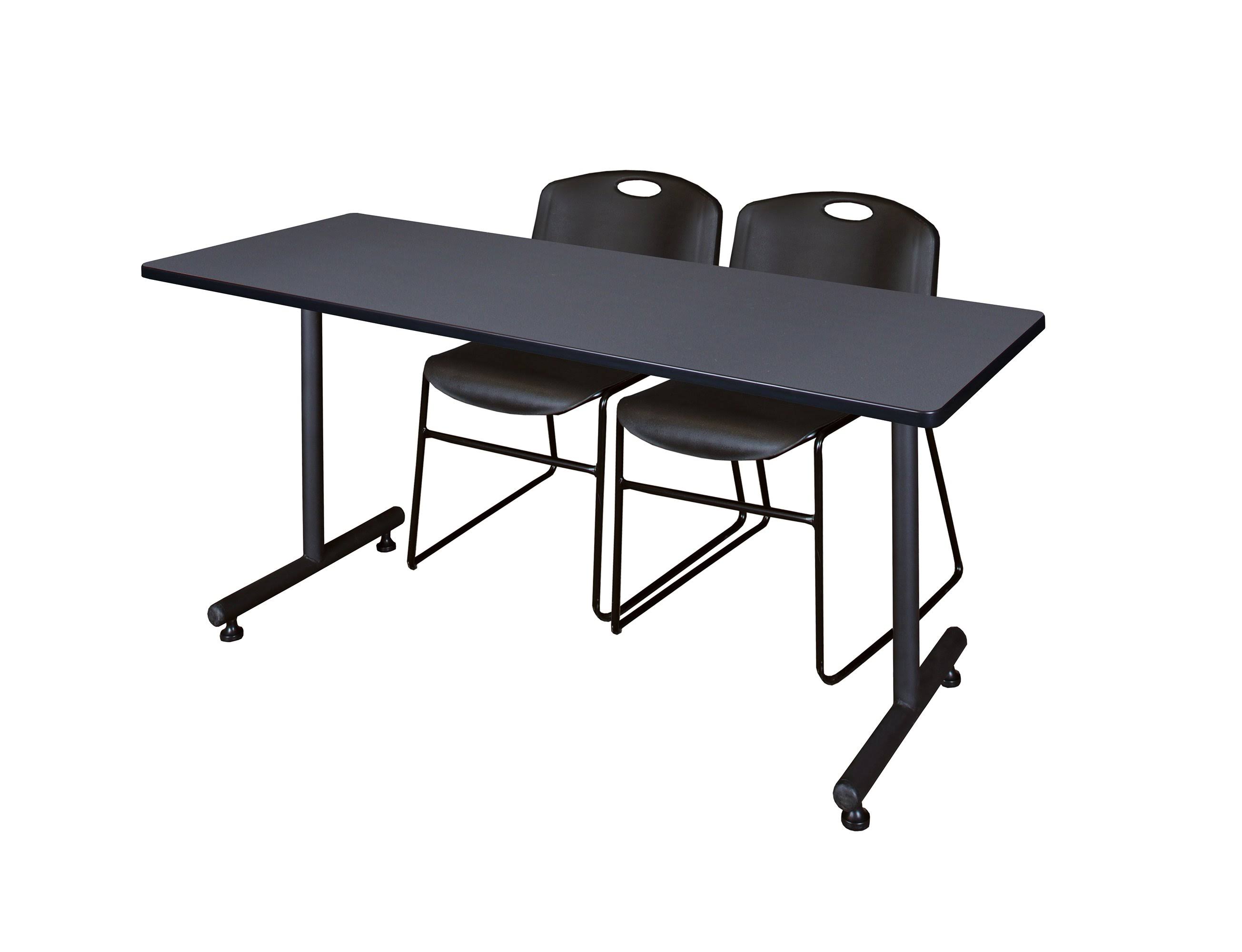 72x22 x 24x22 Kobe Training Table- Grey u0026 2 Zeng Stack Chairs- Black