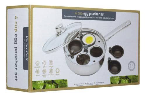 Clearview Kitchen Craft Stainless Steel 4 Cup Egg Poacher Set