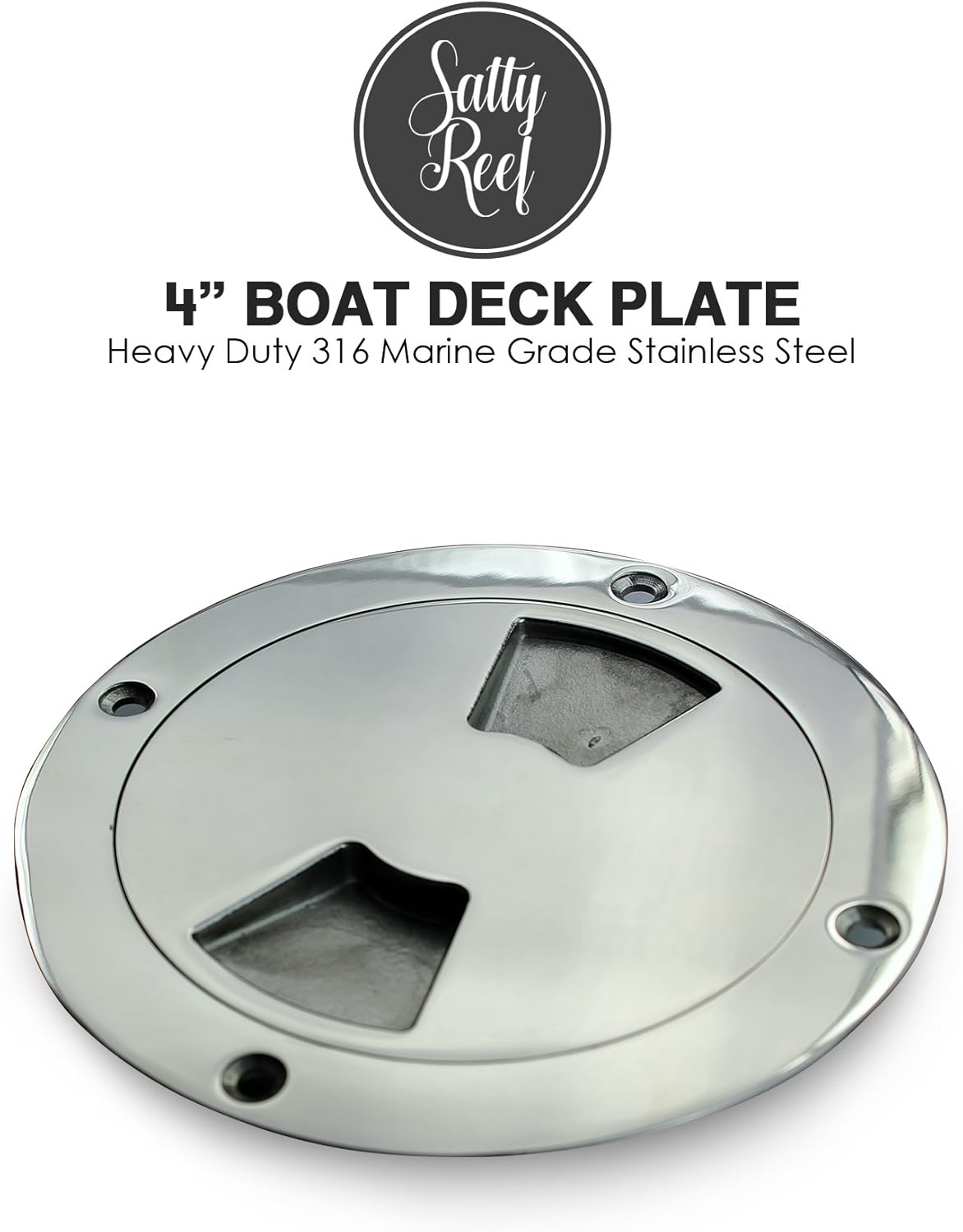 4“ Boat Deck Plate by Salty Reef Marine Hardware Made from Heavy Duty 316 Marine Grade Stainless Steel Pack of 2