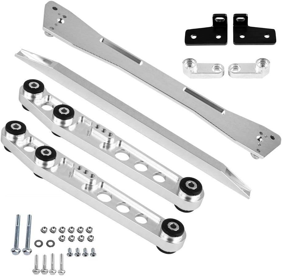 Qiilu 2Pcs Rear Lower Control Arm Kit Subframe Brace Tie Bar Fits for Honda Civic EG 1992 1993 1994 1995