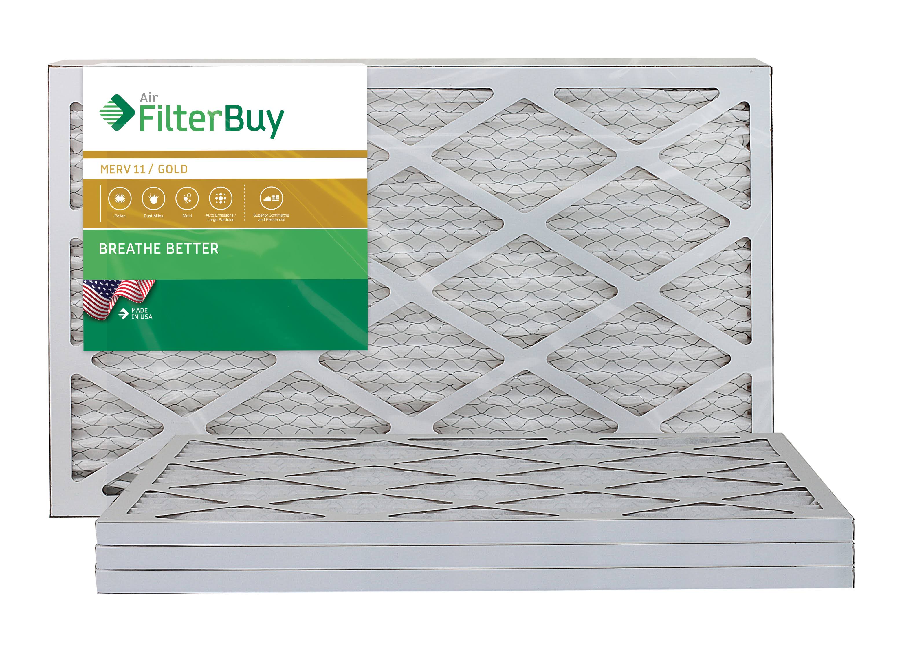 AFB Gold MERV 11 13x25x1 Pleated AC Furnace Air Filter. Pack of 4 Filters. 100% produced in The USA.