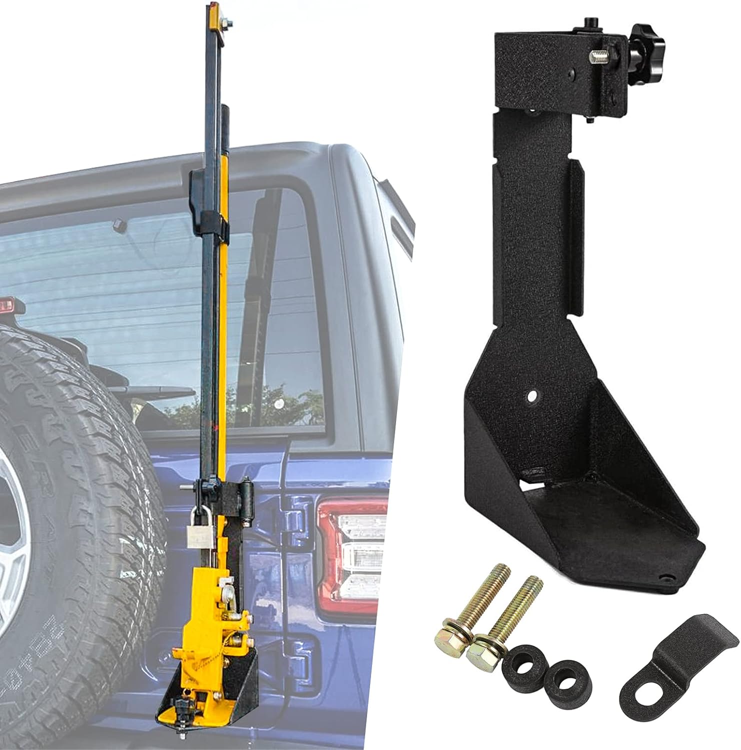 PARTOL JK High Lift Jack Mount Rear High Lift Mounting Ki for Jeep Wrangler JK 2007-2017, Off-Road Tailgate HIGH Jack Mount Bracket Pack of 2