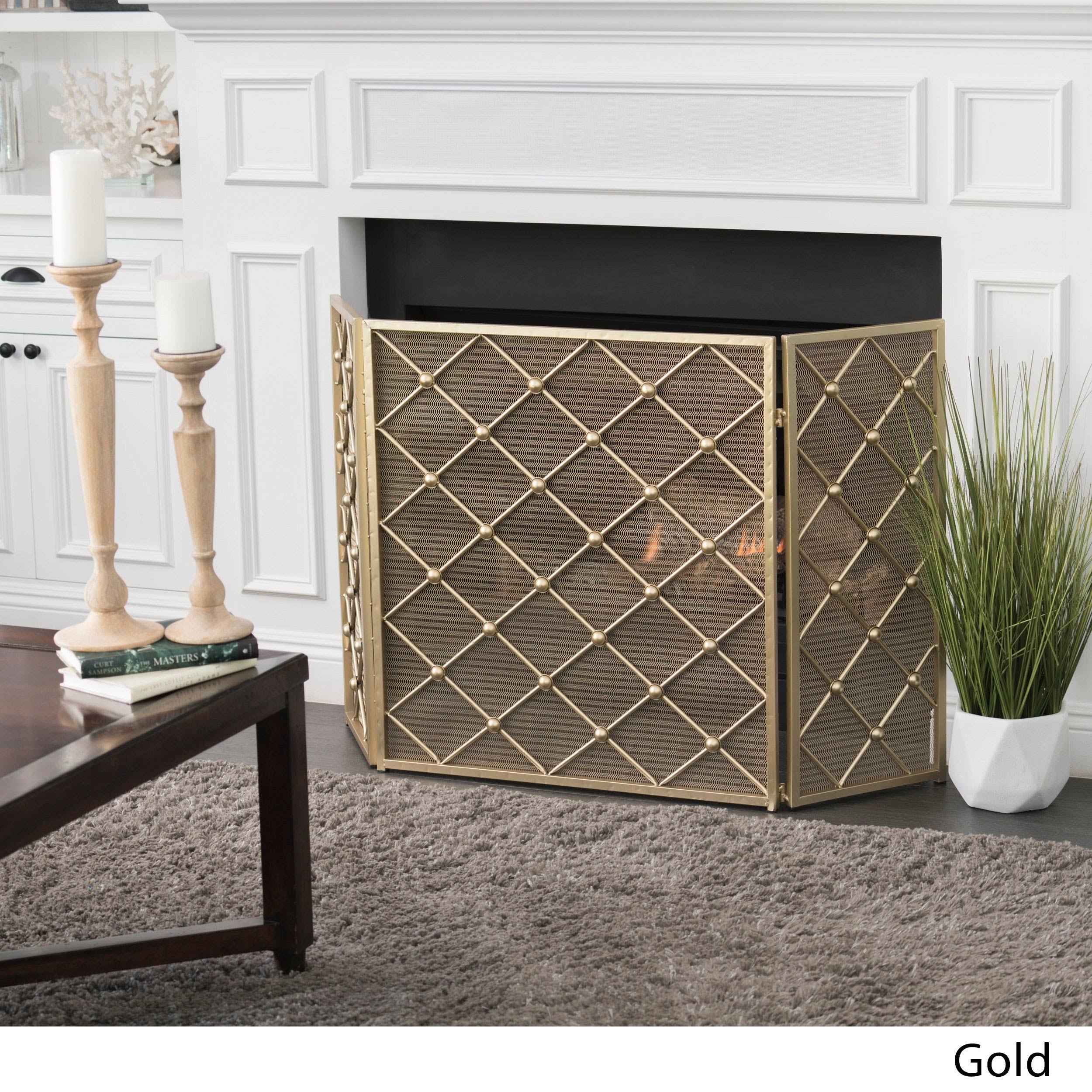 Christopher Knight Home Chelsey 3-Panel Fireplace Screen by, Black