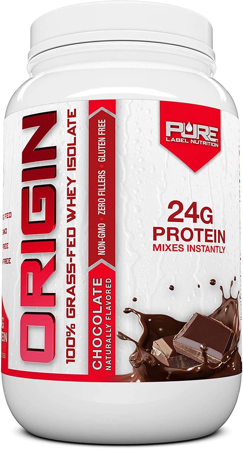 Pure Label Nutrition 100% Grass-Fed Whey Protein Isolate, 2lb Chocolate, No Fat, No Lactose, Micro-Filtered, Cold Processed, GMO Free, rBGH Free, Soy Free, Gluten Free, Zero Carbs and No Sugar Added Pack of 2