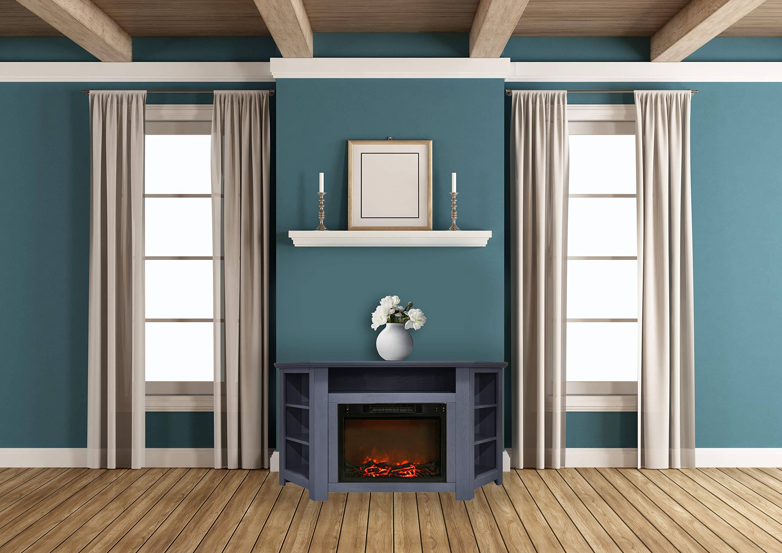 Cambridge Stratford 56 in. Electric Corner Slate Blue with 1500W Fireplace Insert
