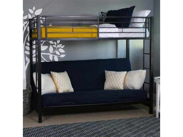 Ergode Premium Metal Twin Over Futon Bunk Bed - Black