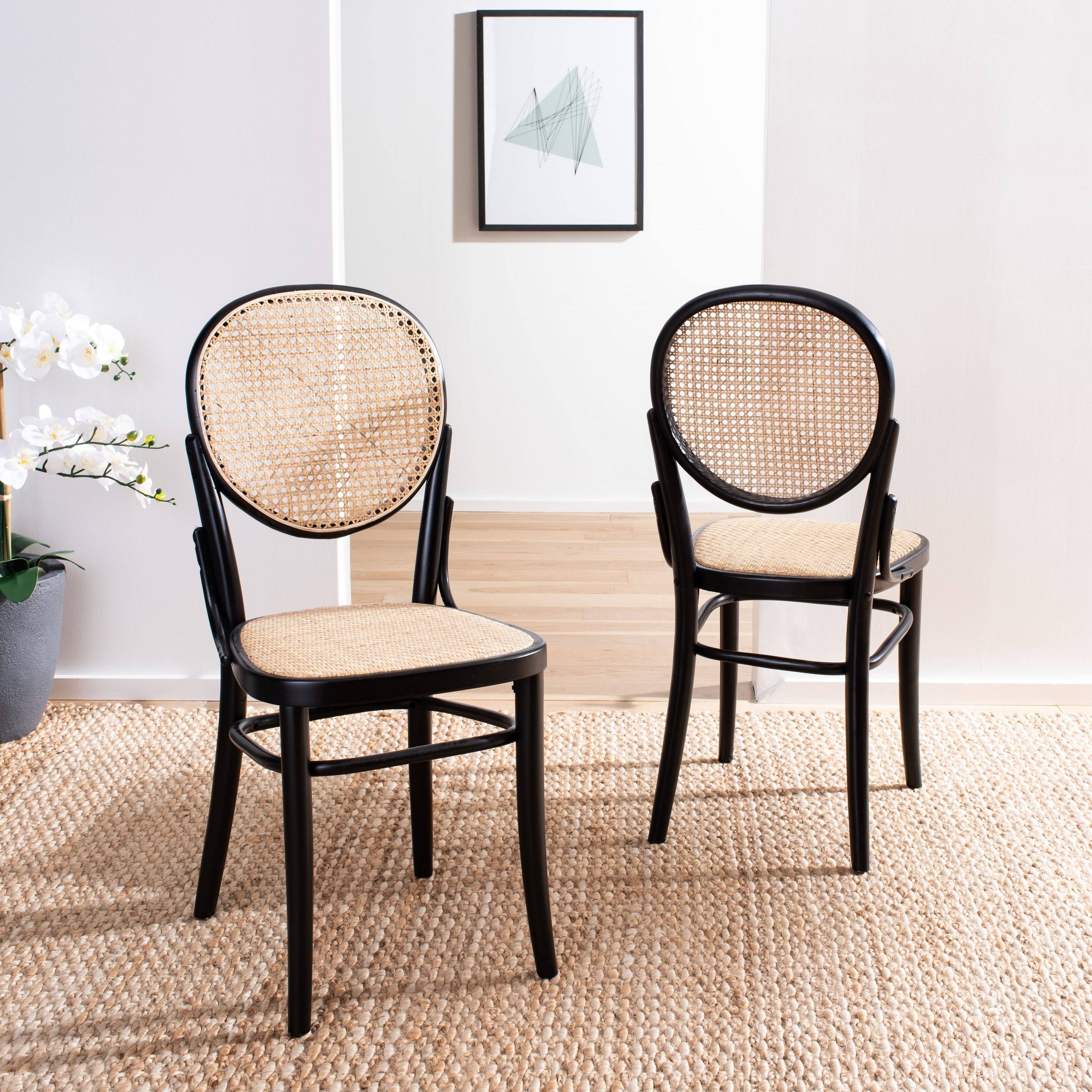 Safavieh Sonia Black u0026 Natural Cane Dining Chair - Set of 2