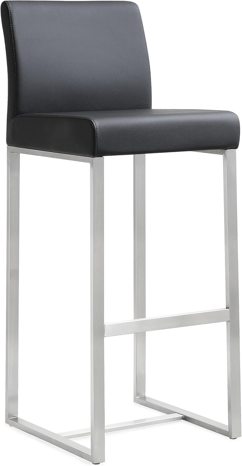 Tov Furniture Denmark Stainless Steel Barstool (Set of 2), Black
