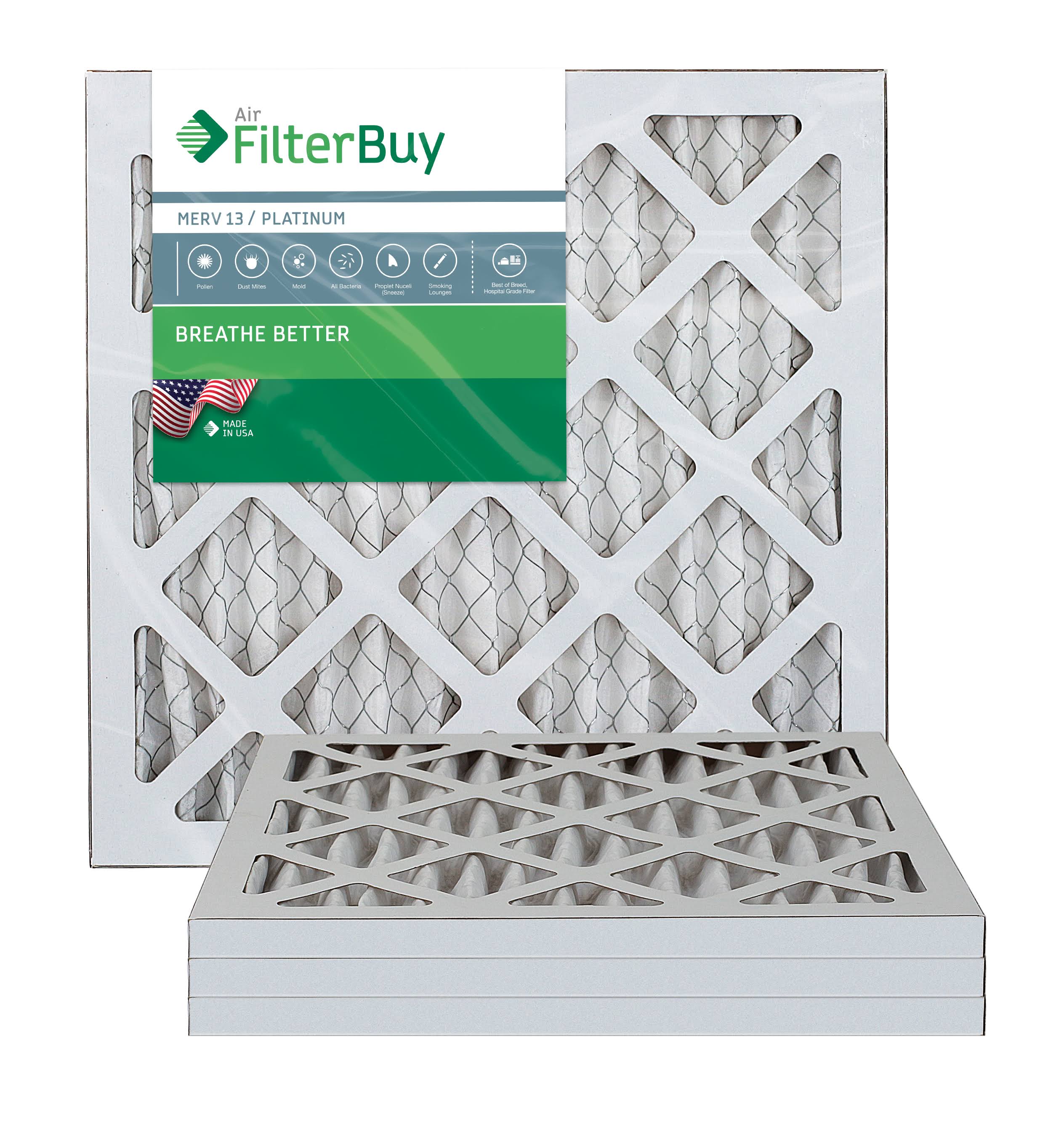 AFB Platinum MERV 13 10x18x1 Pleated AC Furnace Air Filter. Pack of 4 Filters. 100% produced in The USA.