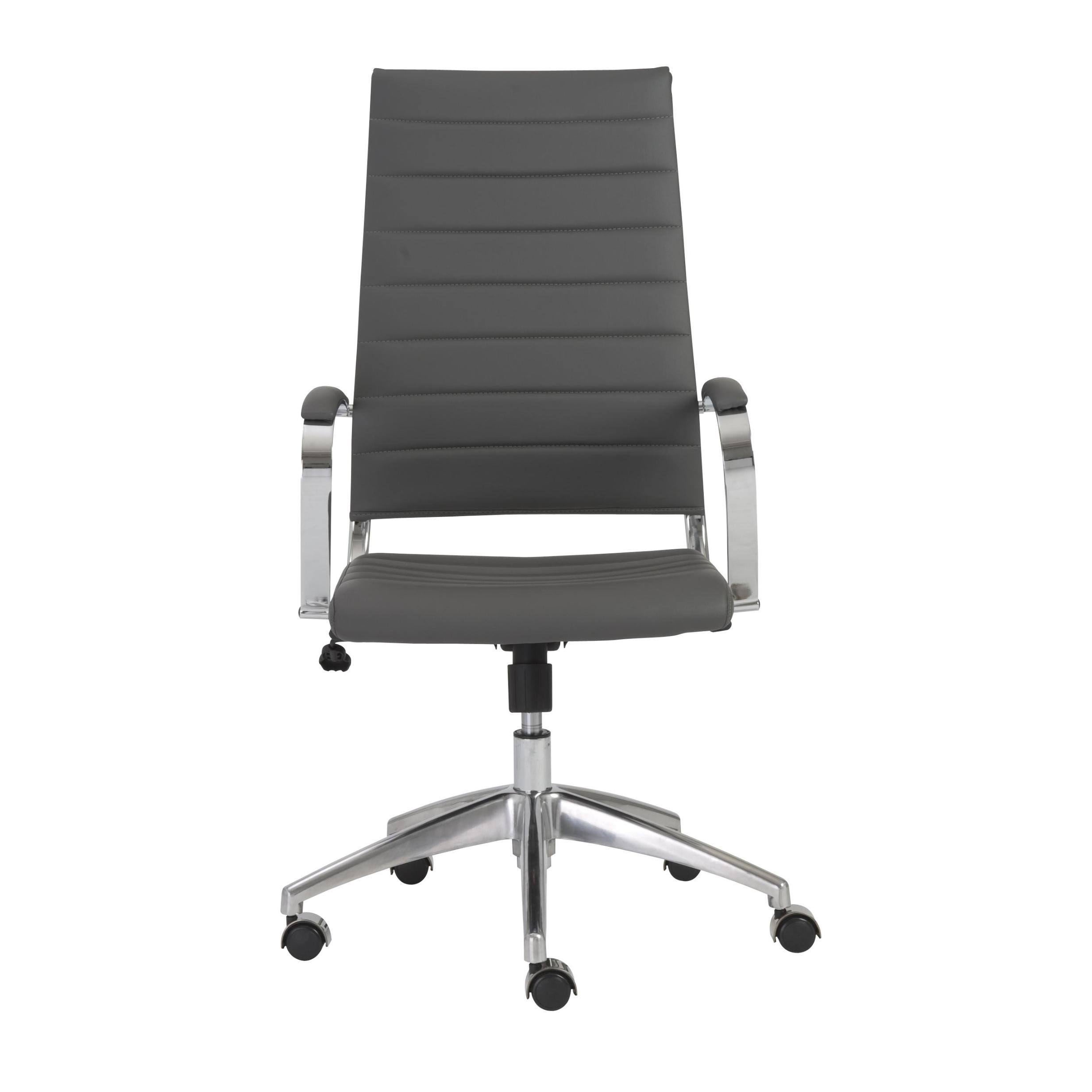 22.25x22 x 27x22 x 45.25x22 High Back Office Chair in Gray with Aluminum Base