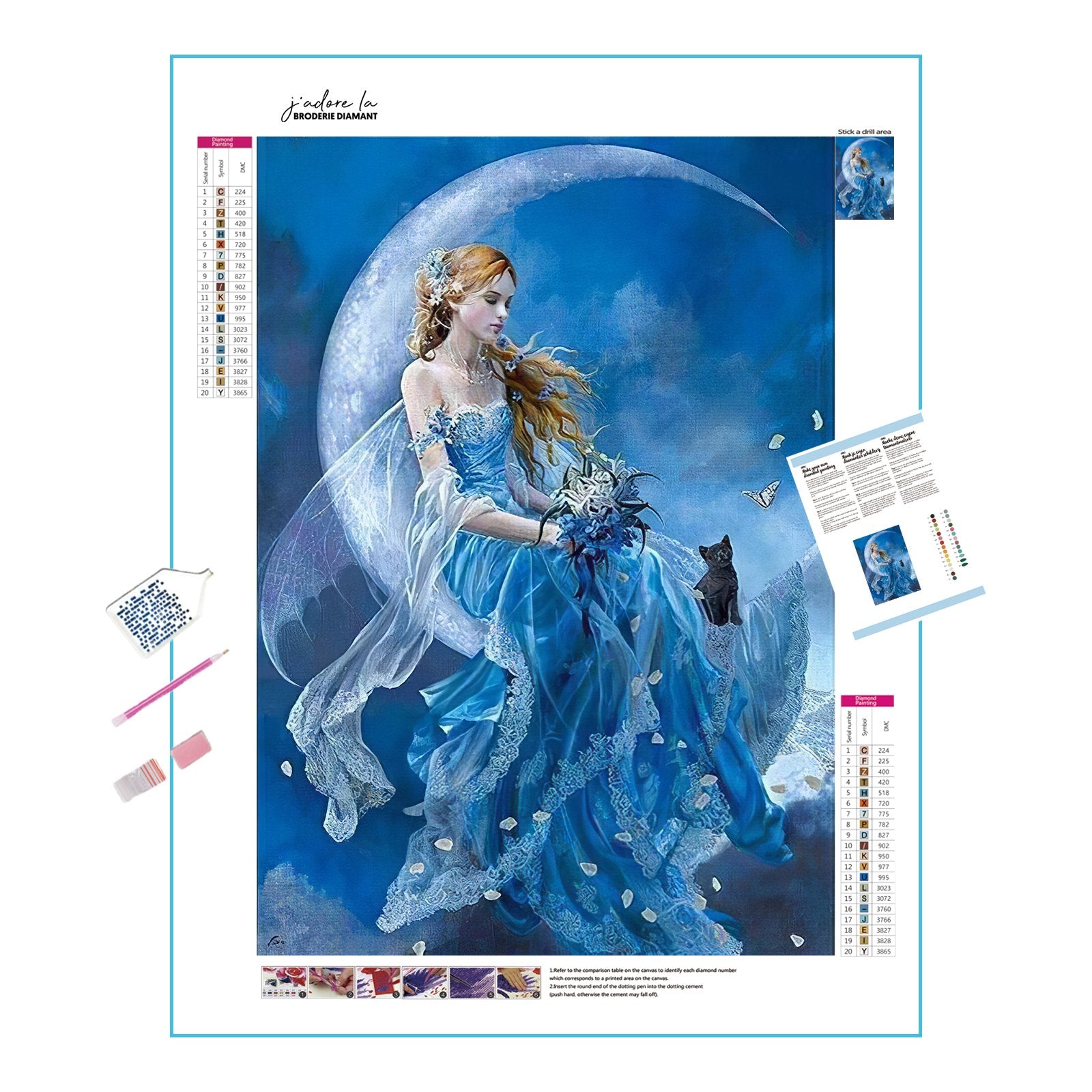 Blue Woman And Black Cat