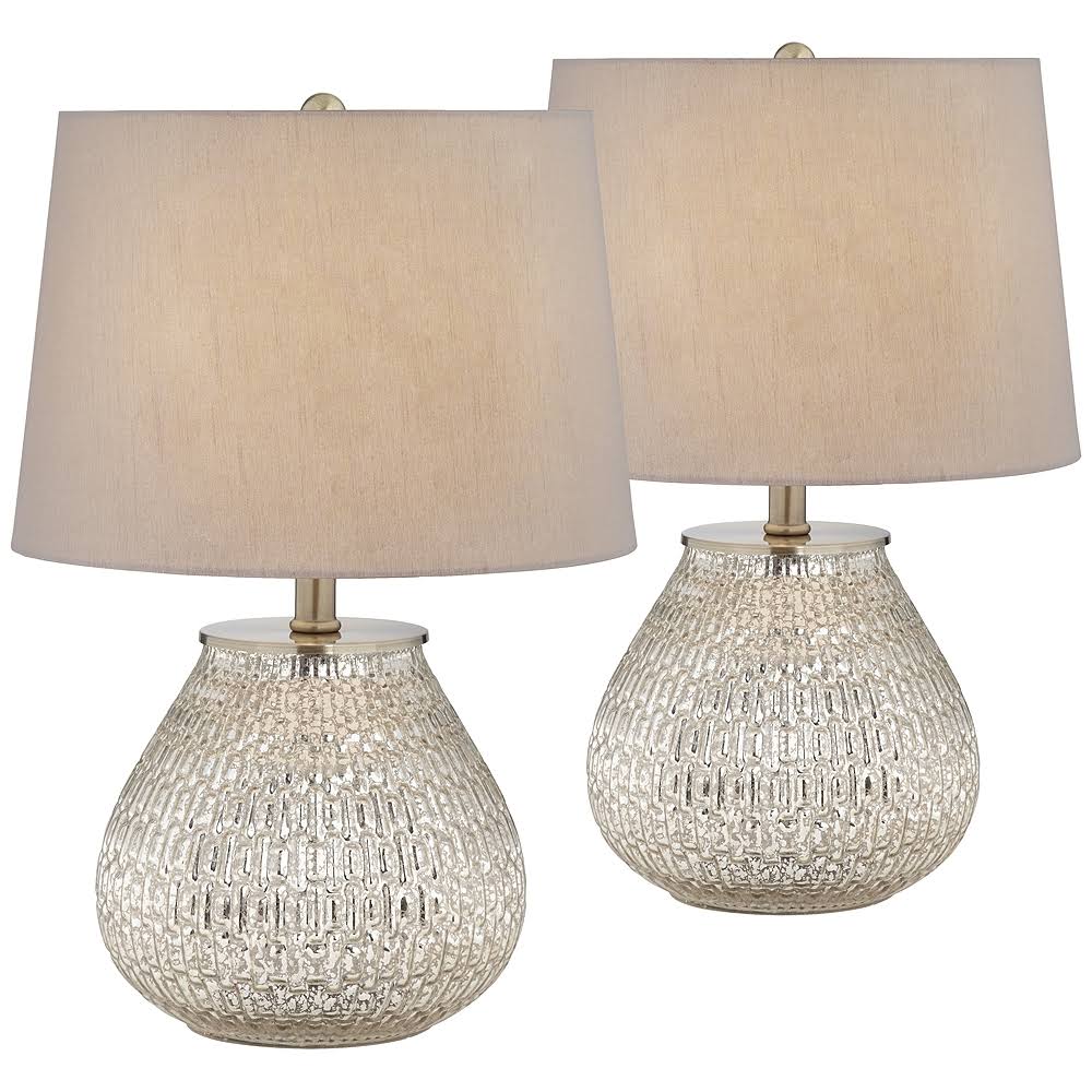 360 Lighting Zax 19 1/2 inch High Mercury Glass Accent Table Lamp Set of 2, Gray