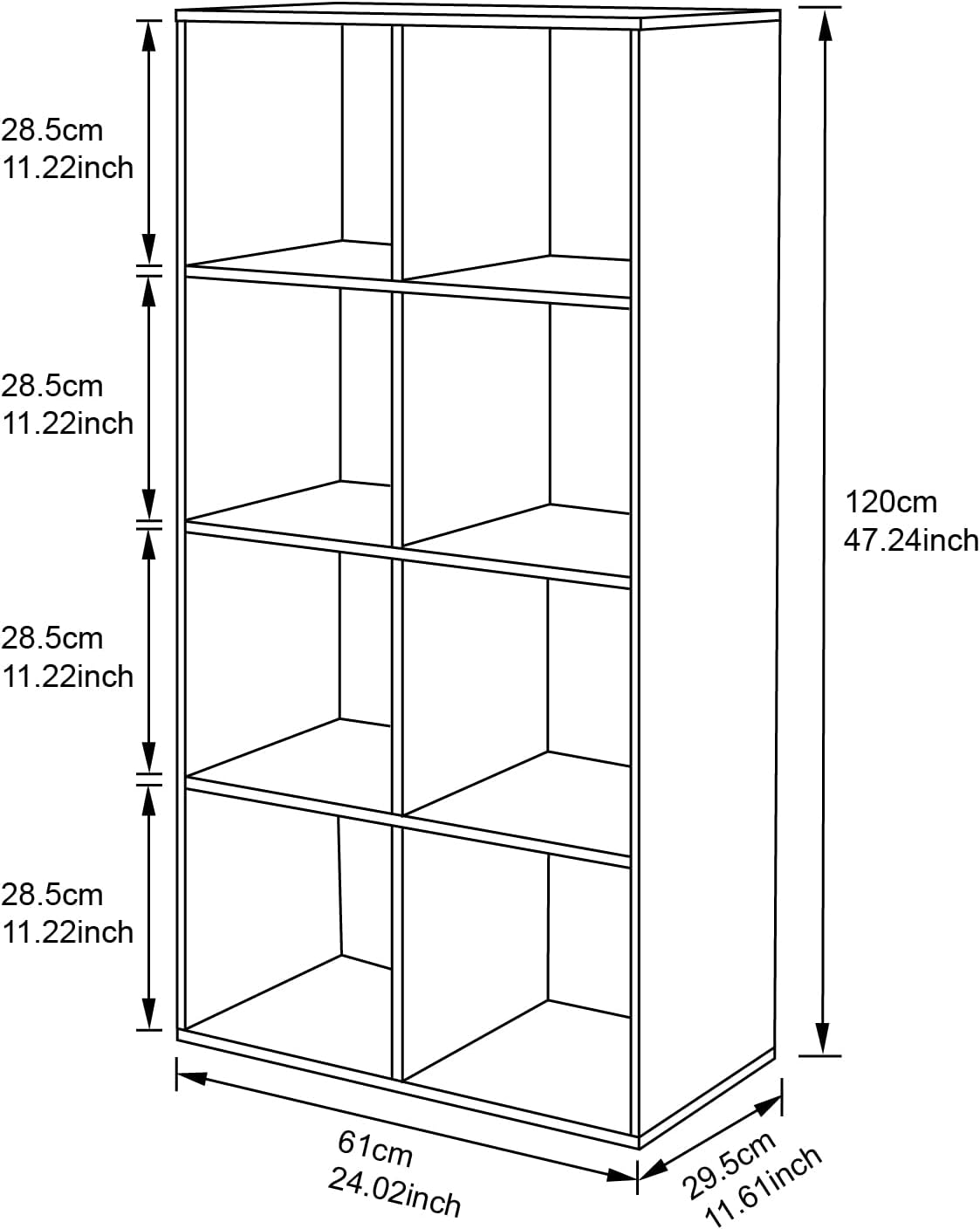 PACHIRA E-Commerce Storage Cabinet with Cubes, Bookcase with Wooden Frame, Open Closet Standing Book Shelving Organizer, 8-Cube, White