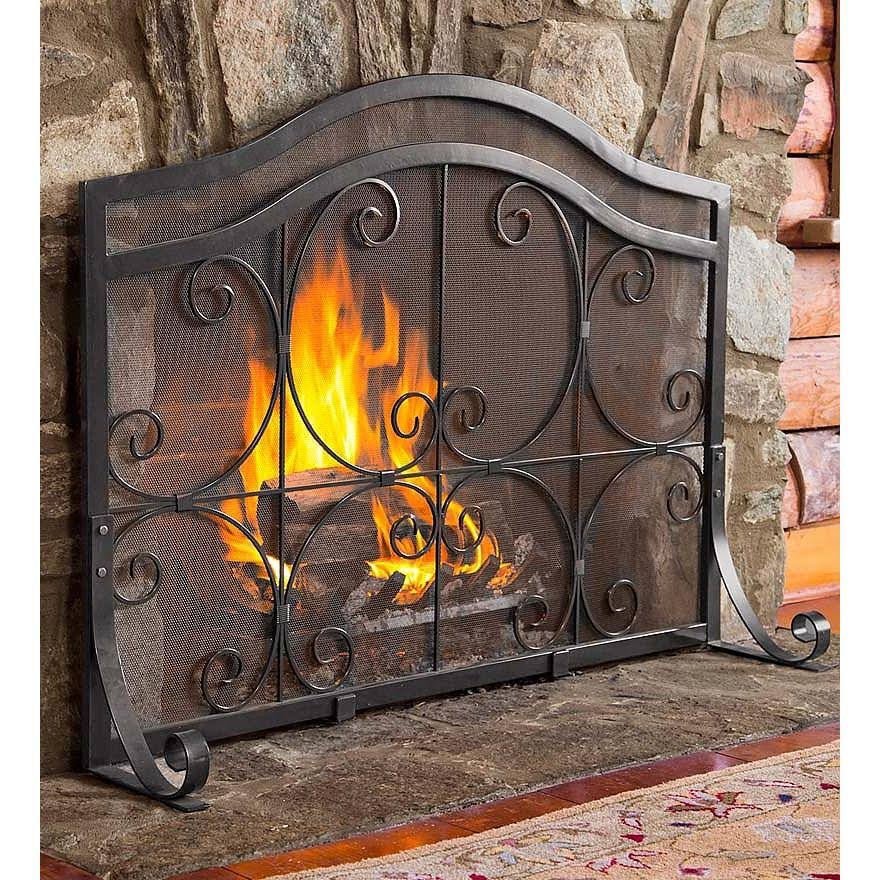 Small Crest Flat Guard Fireplace Screen