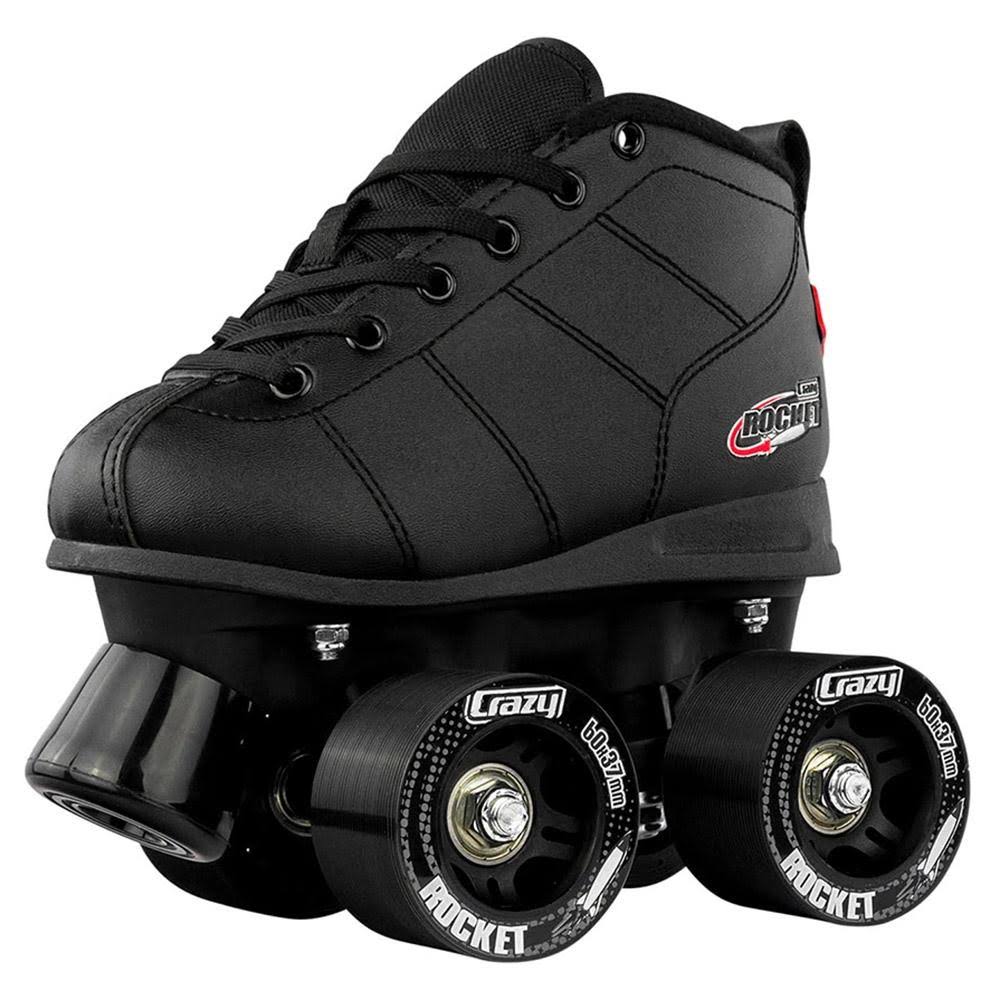 Crazy Skate Rocket Junior Roller Skates, Kids J13 / Black