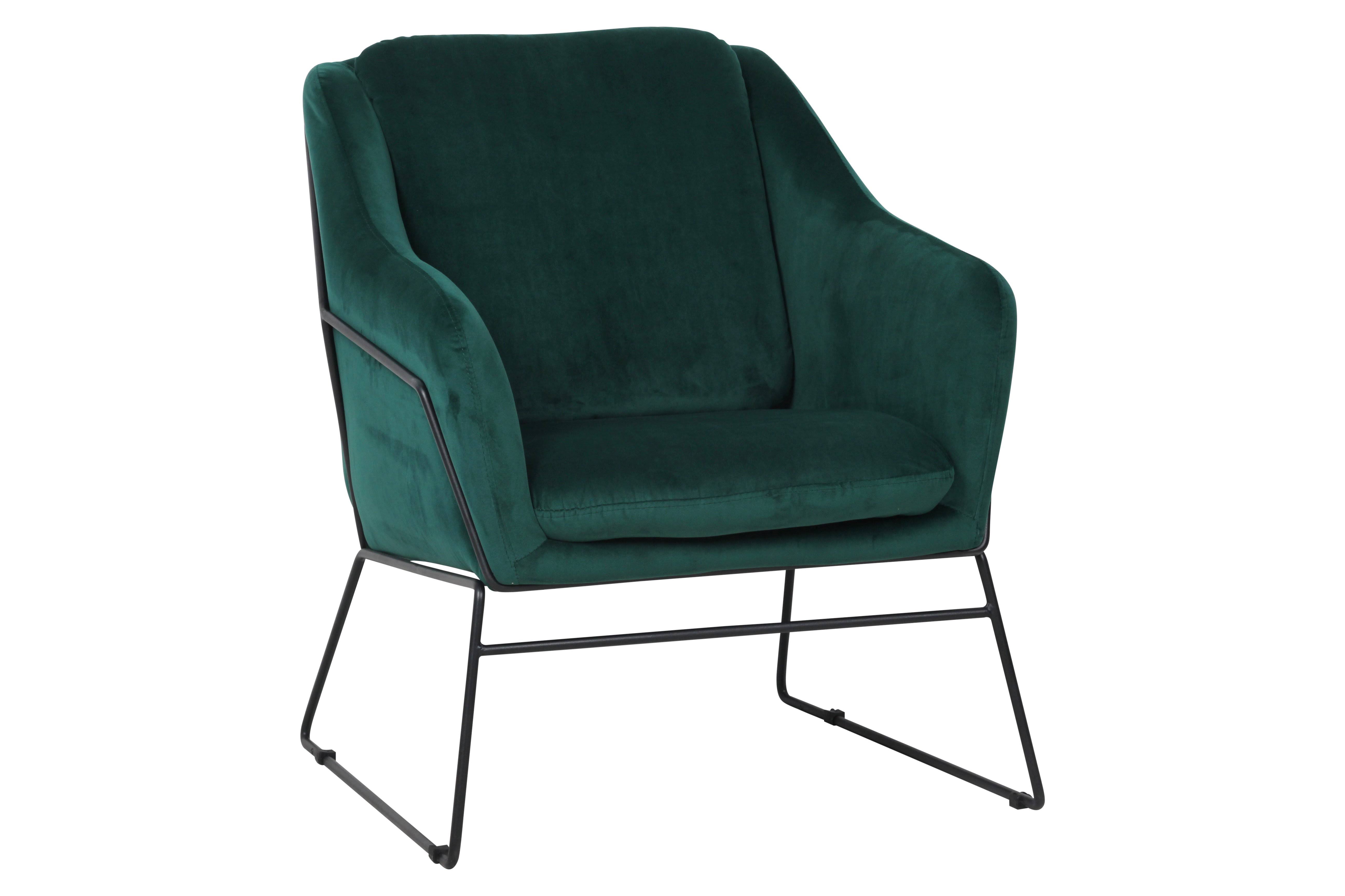 LeisureMod Harmony Velvet Accent Armchair, Emerald Green, HA27G