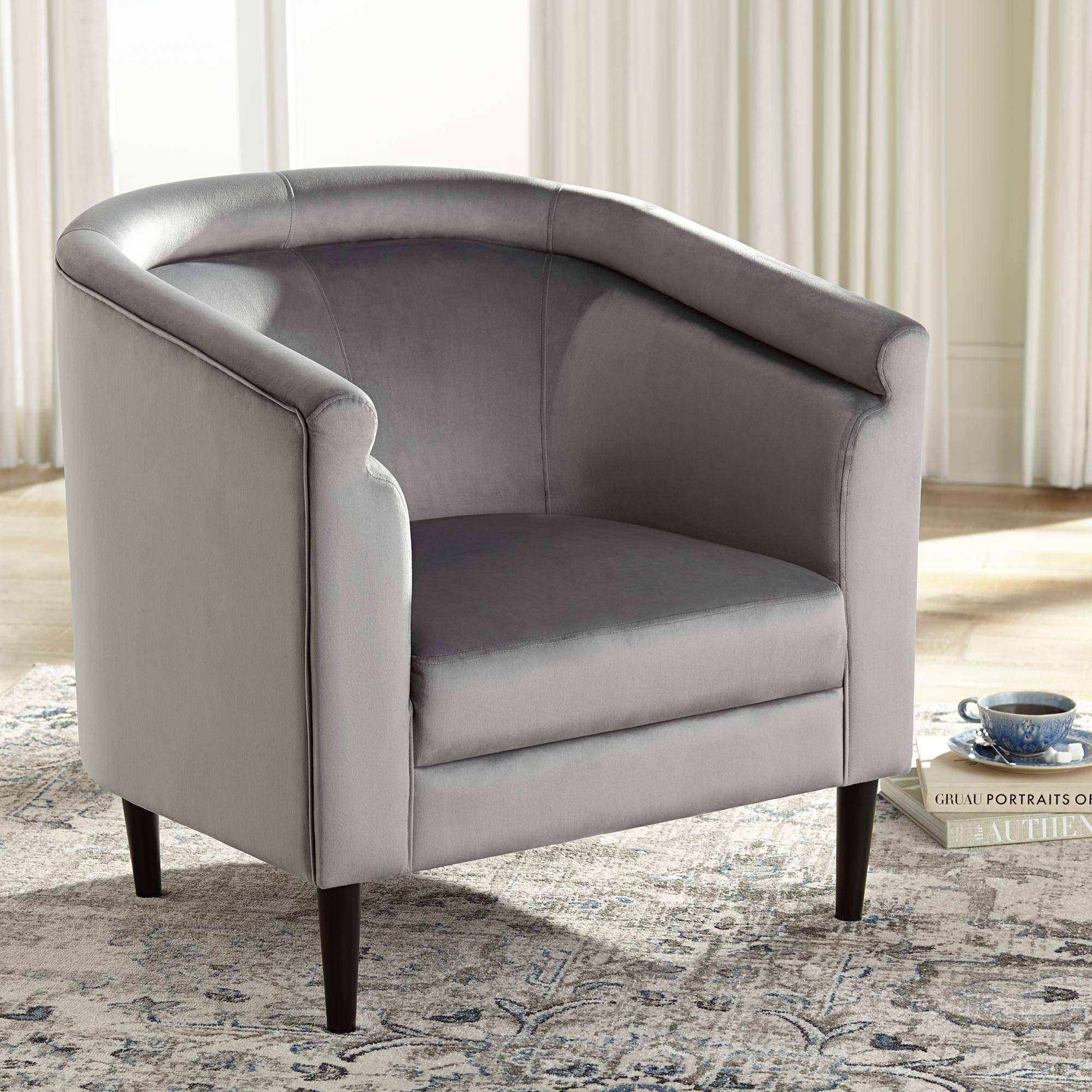 55 Downing Street Jessica Gray Velvet Accent Chair