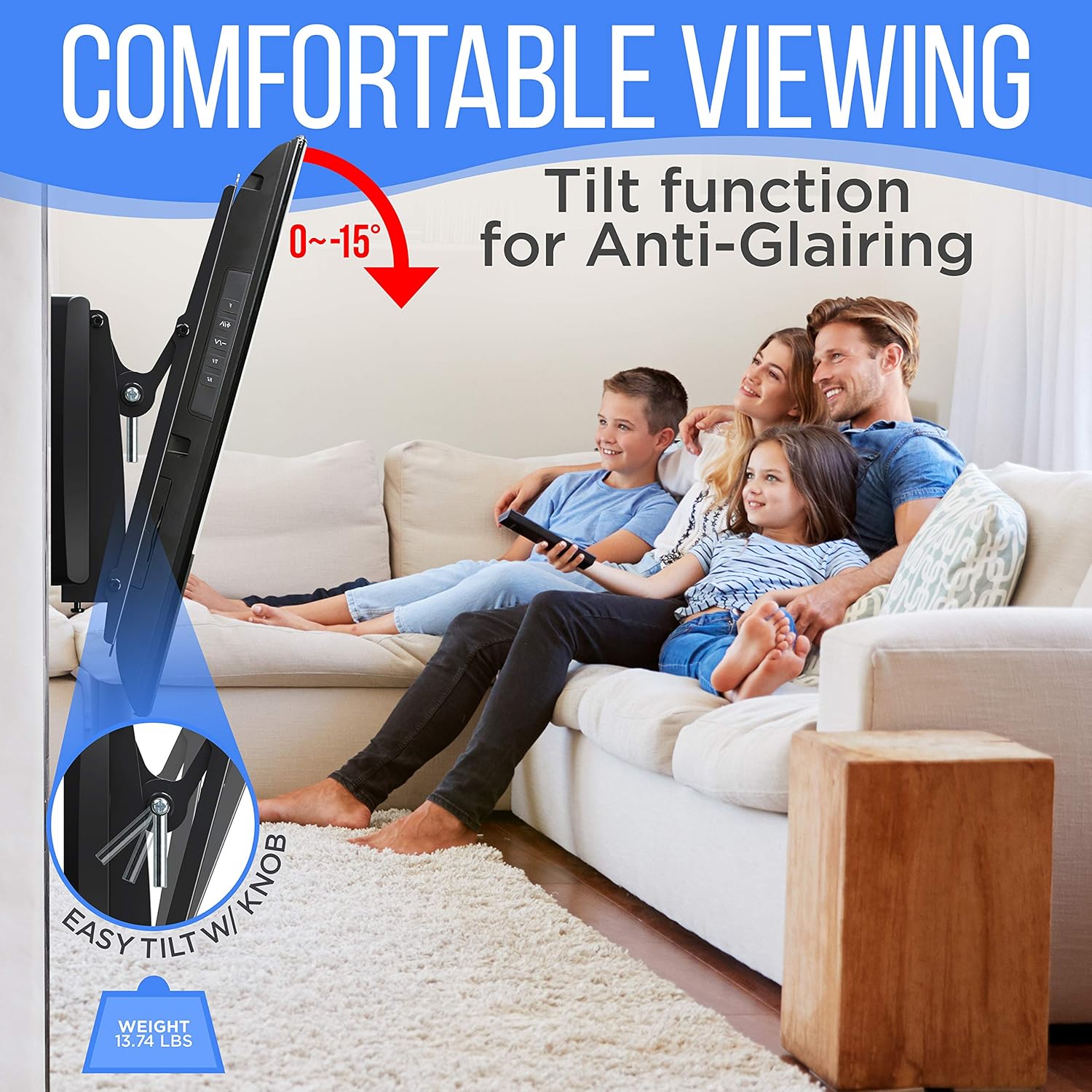 Tilting Wall Mount TV Bracket - Heavy Duty Universal Flat Screen TV Wall Mount - Mounts 26-52