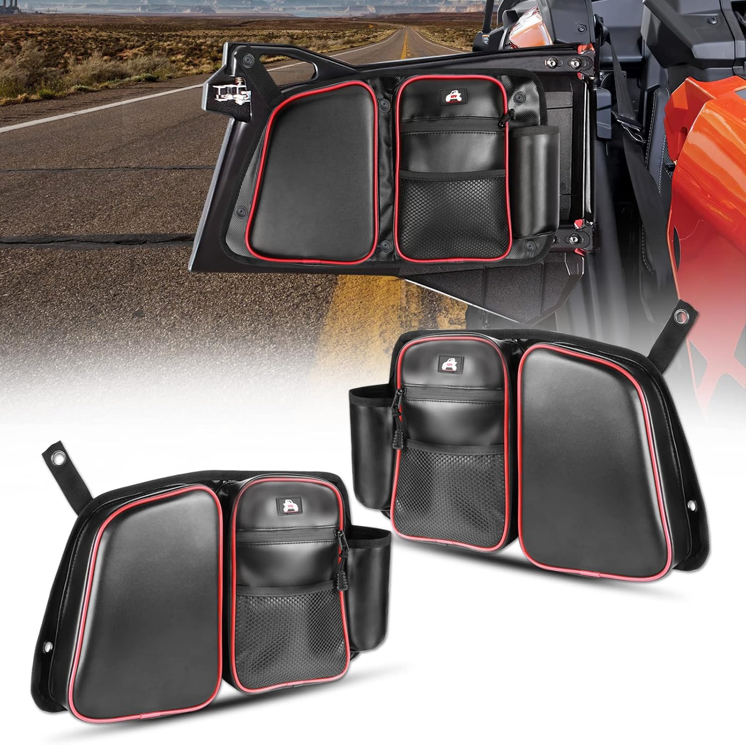 RZR Rear Door Bags with Knee Pad, ACEC SHOP RZR Storage Bags RZR Side Door Bags UTV Back Door Storage Bag w/Knee Pad RZR Accessories for 2014-2021 Polaris RZR XP Accessories