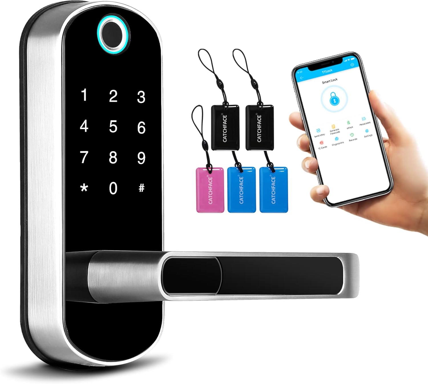 Smart Lock,Bluetooth Enabled Fingerprint and Touchscreen Electronic Door Lock|Smartphone App Unlock|Keyless Entry|Auto Lock|Remote Share|Office Airbnb Hotel Garage School Home Locks for Doors(Black)