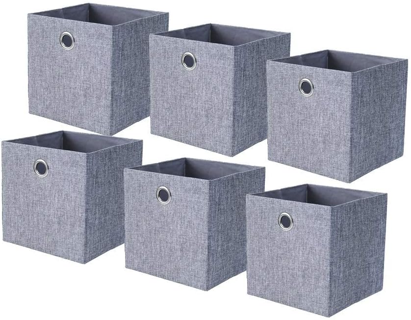NEATNESSOME Cube Storage Bins 11x11 Set of 6, Foldable Fabric Storage Baskets, Closet, Shelf, Drawer Organizer for Home and Office natural … Pack of 2