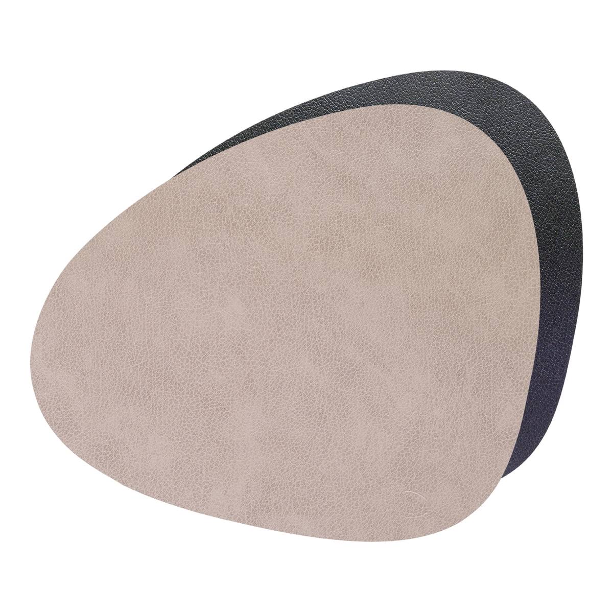 LindDNA - Placemat Curve L Double , Bull Warm Grey / Black