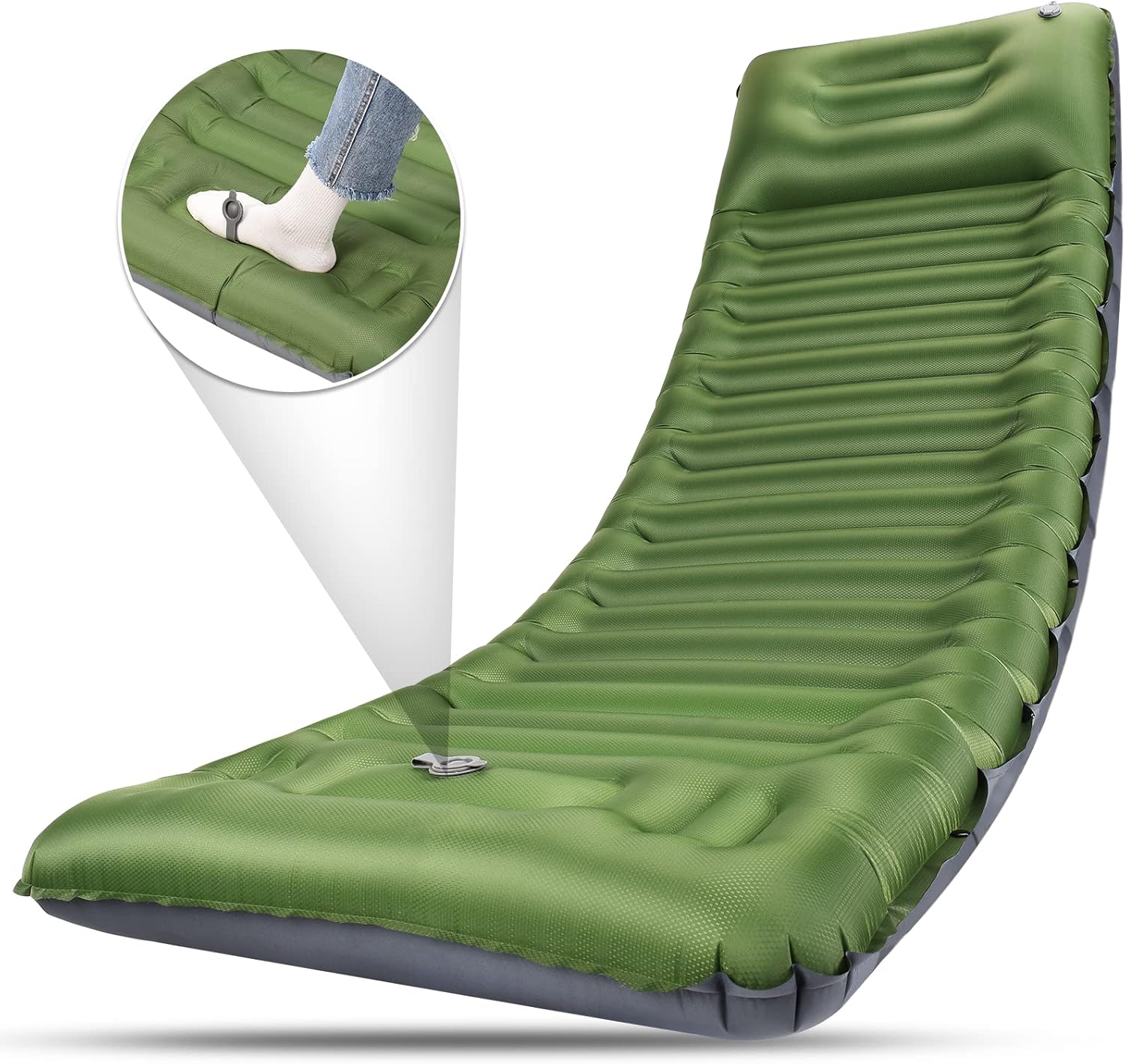 Self Inflating Sleeping Pad Camping - Thick 4 Inch Compact Ultralight Sleep Mattress Built in Inflatable Pump/Lightweight & Durable Connectable Camp Air Sleeping Mat for Backpacking Hiking Outdoor