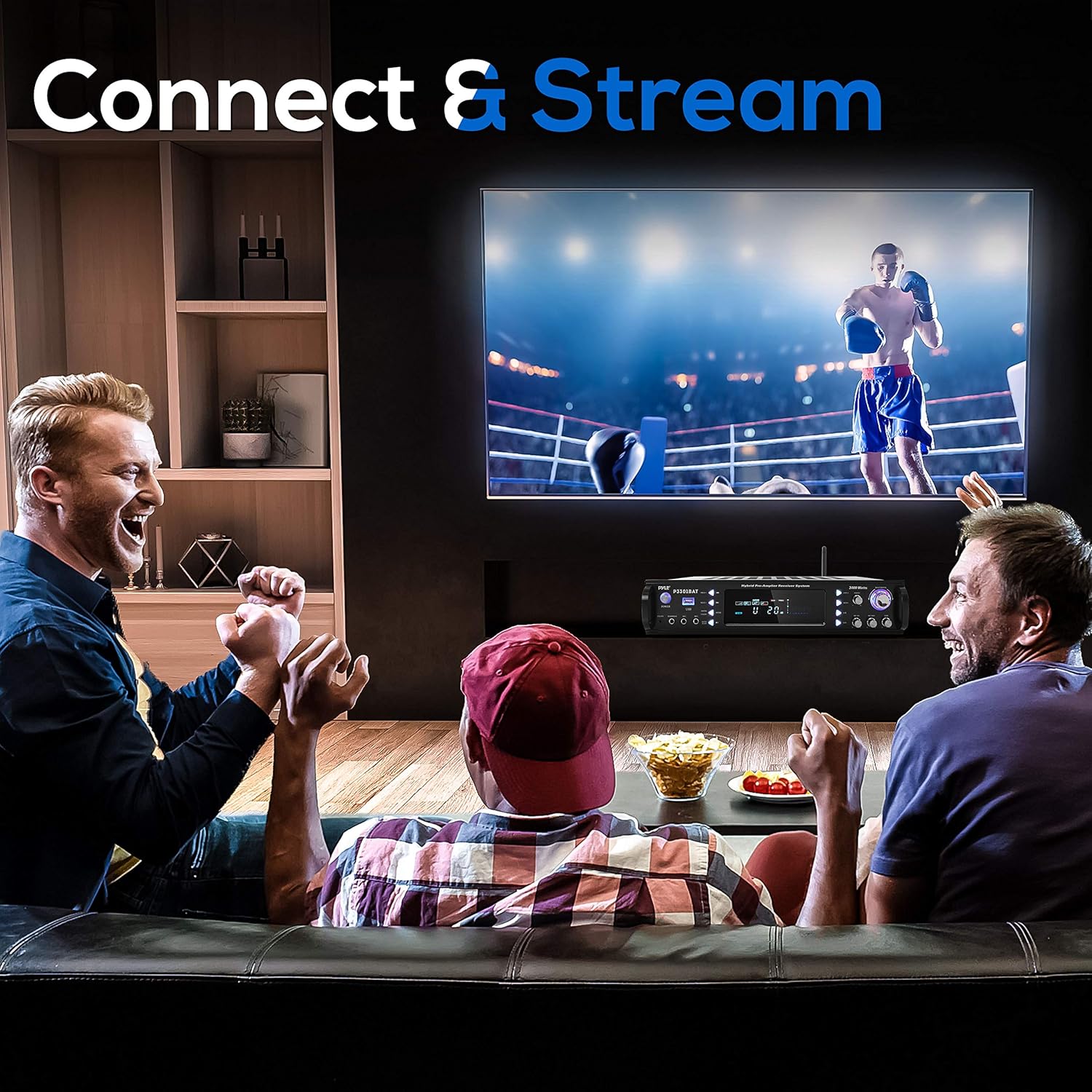 Wireless Bluetooth Home Stereo Amplifier - Hybrid Multi-Channel 3000 Watt Power Amplifier Home Audio Receiver System w/AM/FM Radio, MP3/USB,AUX,RCA Karaoke Mic in - Rack Mount, Remote - Pyle P3301BAT