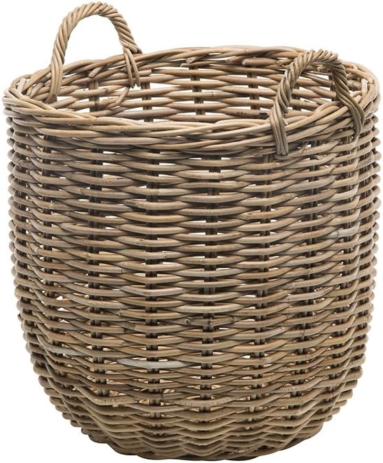 Kouboo 1060109 Rattan Kobo Round Storage Basket, Gray Pack of 2
