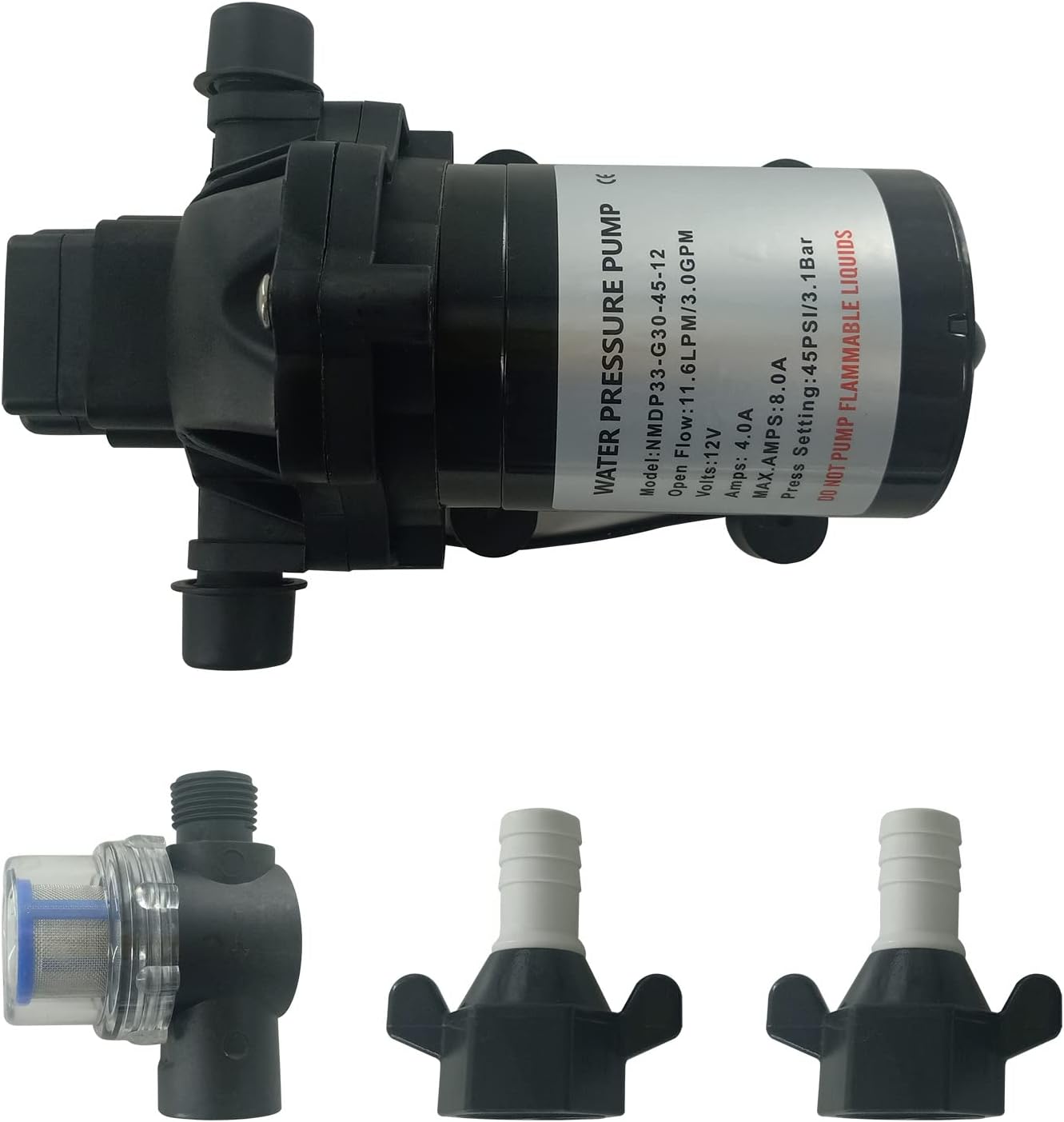 DYRDINSHOW 12V Fresh Water Pump Compatible with RVs and Campers 2088-554-144 3.5 GPM 45 Psi Pack of 2